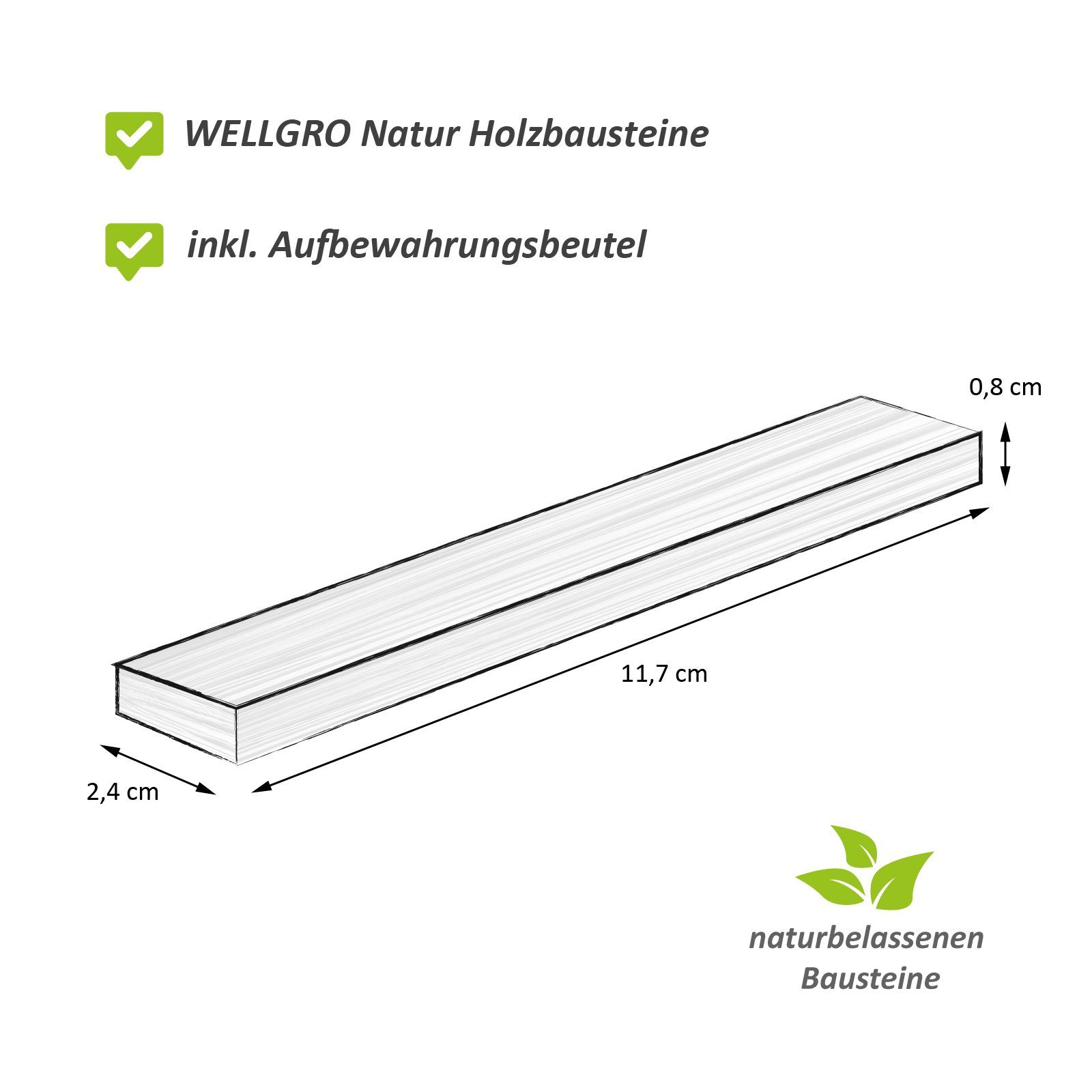 Wellgro Natur Holzbausteine Spielbausteine, (350 St) – Bild 2 von 5