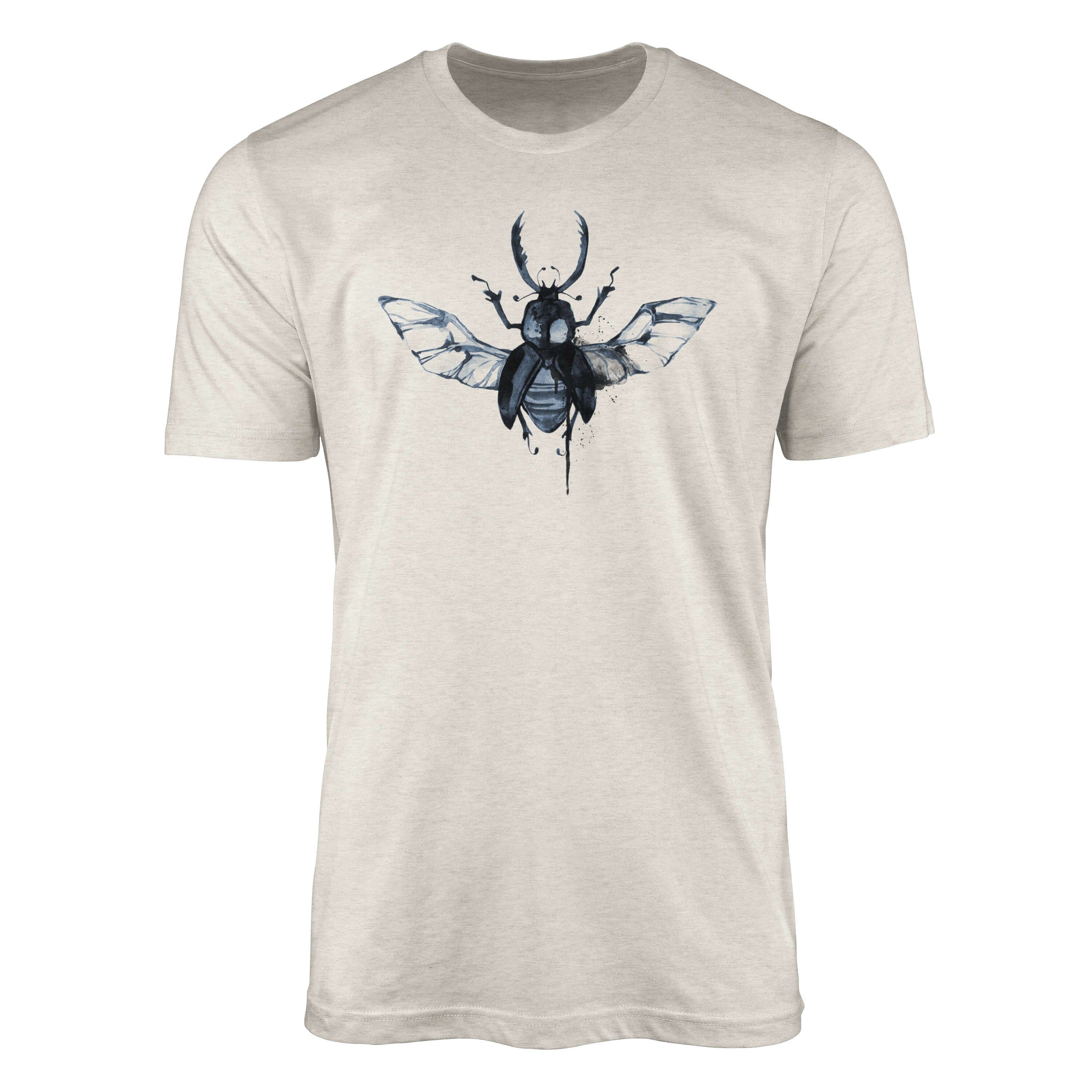 Sinus Art T-Shirt Herren Shirt 100% Bio-Baumwolle T-Shirt Aquarell Motiv Käfer Insekt Farbe Nachhaltig Organic Ökomod (1-tlg)