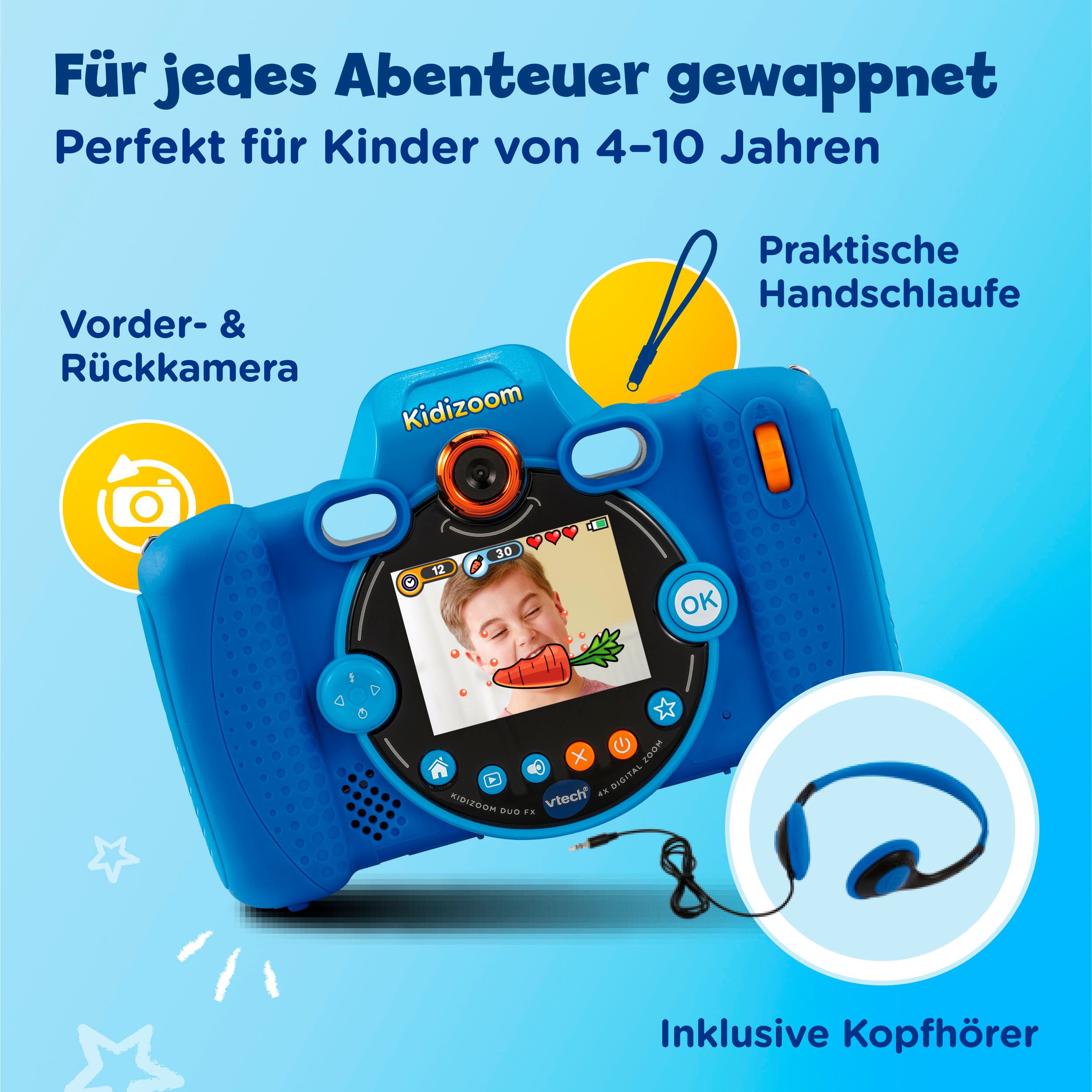 Vtech® KidiZoom Duo FX blau Kinderkamera (inkluisve Kopfhörer)