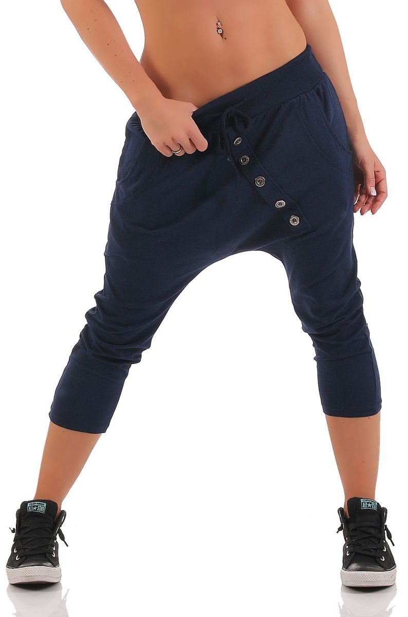 malito more than fashion Caprihose 8015 Sommer Sport Hose mit elastischem Jerseybund Einheitsgröße dunkelblau