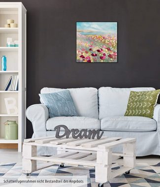 KUNSTLOFT Gemälde Herbaceous Poppy 60x60 cm, Leinwandbild 100% HANDGEMALT Wandbild Wohnzimmer