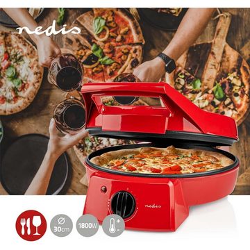 Nedis Pizzaofen Nedis Pizzaofen und Grill Pizzamaker,1800 Watt 30 cm Aluminium ROT