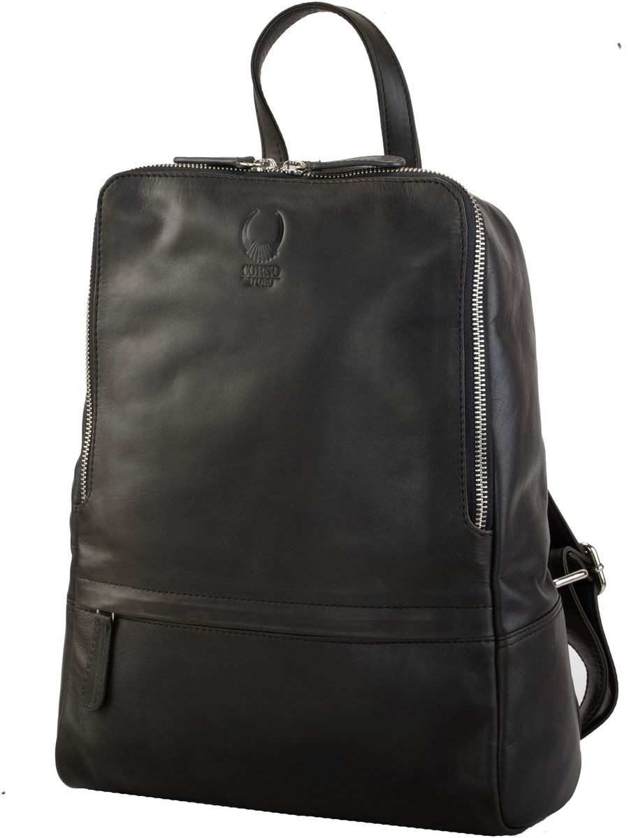 Corno d´Oro Cityrucksack Handmade Rucksack Damen Echt Leder Vintage Schwarz günstig online kaufen