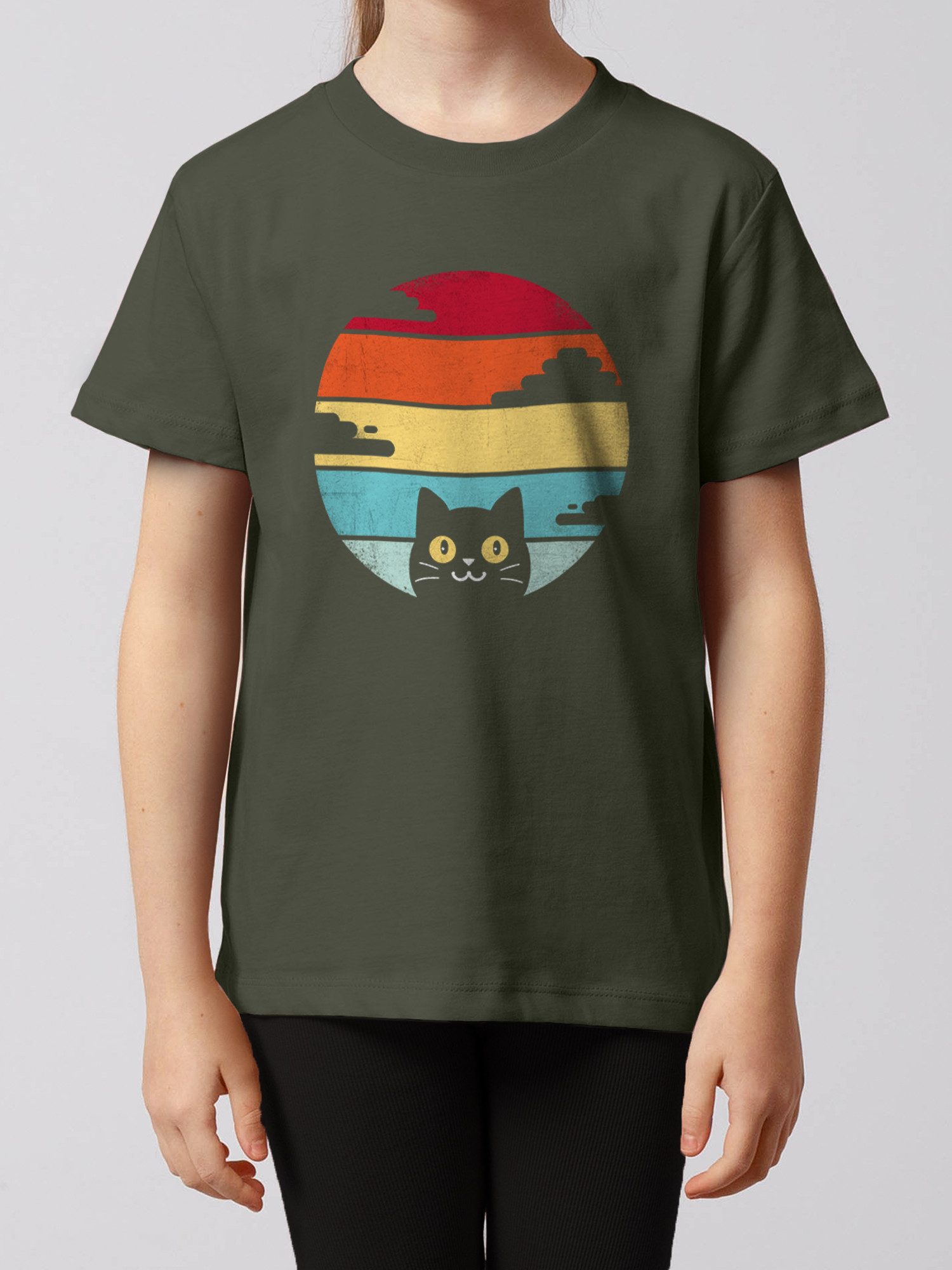 T-Shirt Retro Sunset Cat
