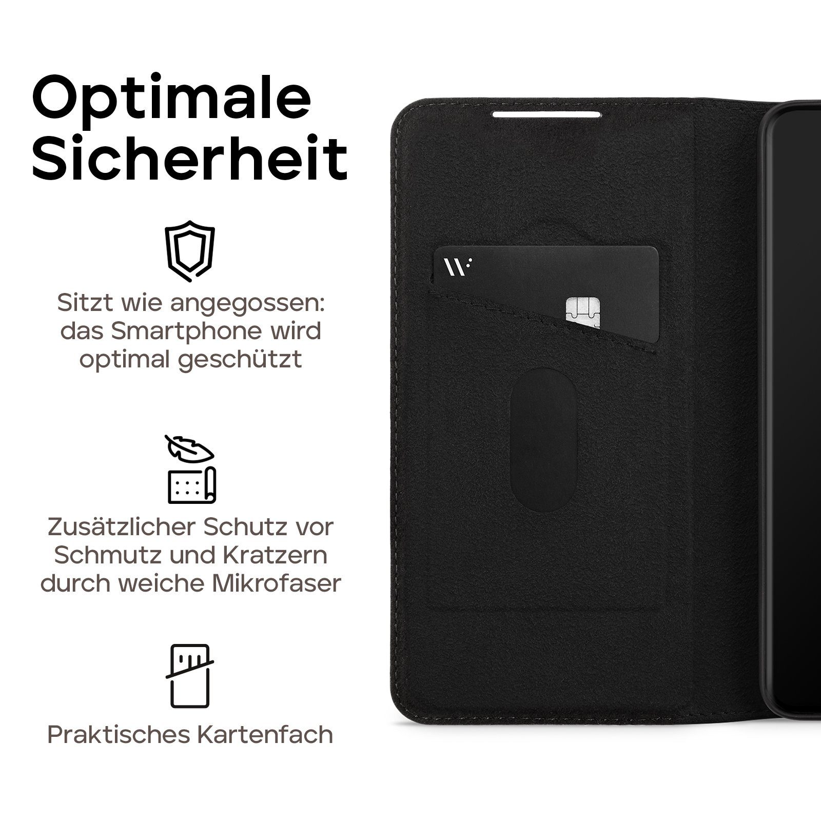 wiiuka Handyhülle suiit Hülle für Samsung Galaxy S22 Ultra, Klapphülle Handgefertigt - Deutsches Leder, Premium Case