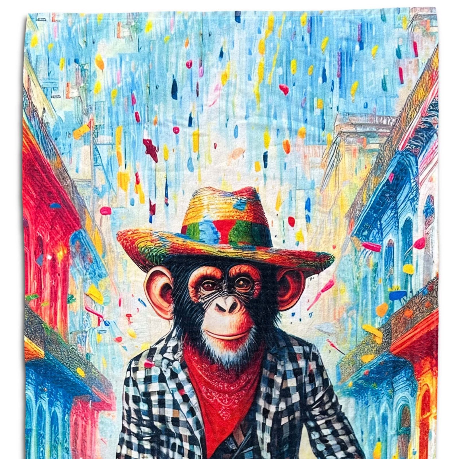 ESPiCO Strandtuch Arte Cuba Monkey, Frottee-Velour (1-St), Schimpanse, Oldtimer, Altstadt Havana