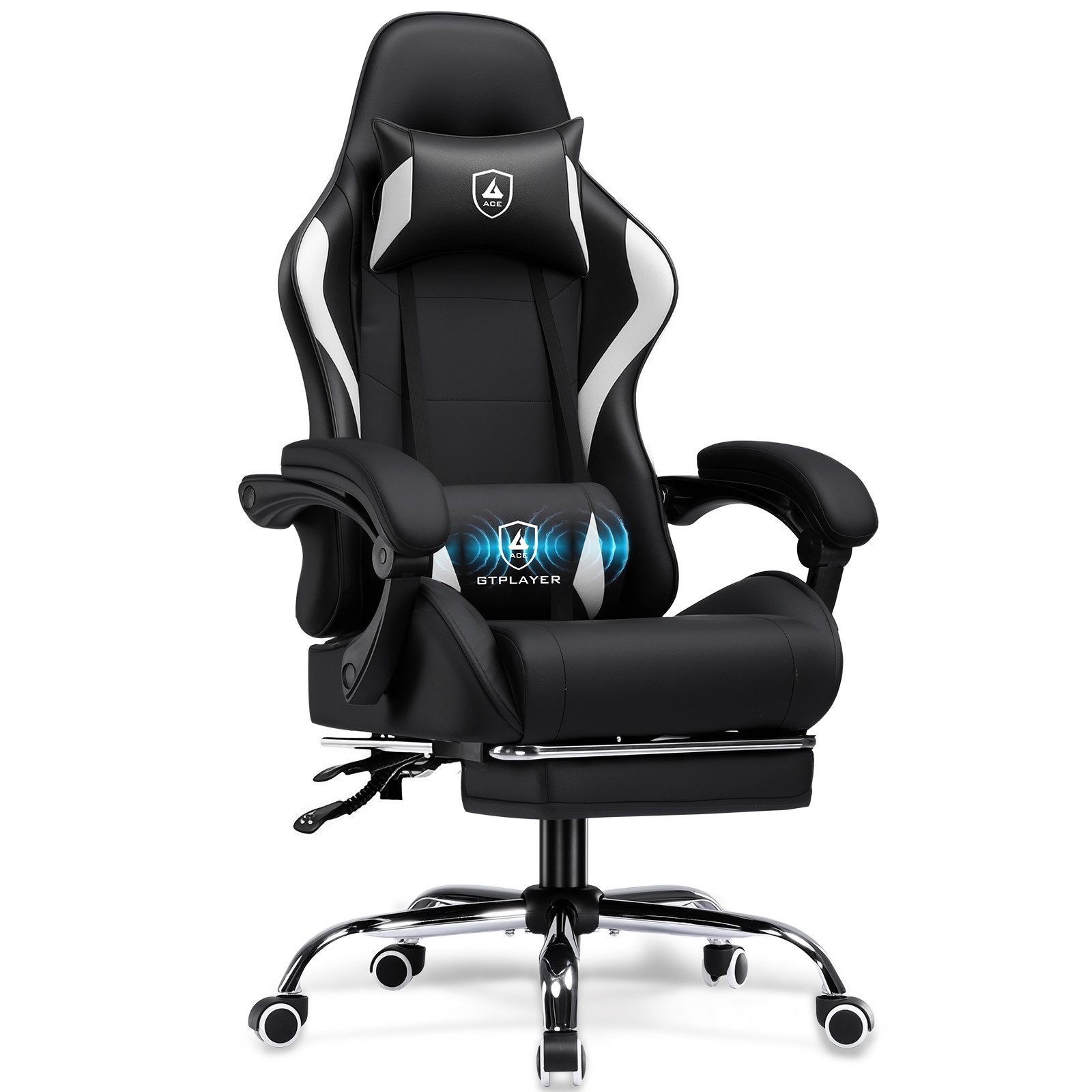 GTPLAYER Gaming-Stuhl Gaming Stuhl Chair Gamer Sessel Ergonomischer Gamer Stuhl, Gepolstert Gamingstuhl 150 Kg, schwarz
