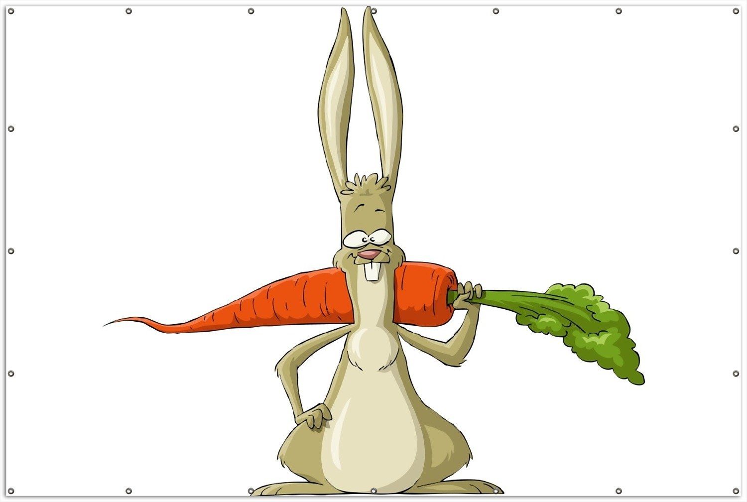Thumbnail - Wallario Sichtschutzzaunmatten Lustiger Hase mit Möhre im Comic Stil, rund
