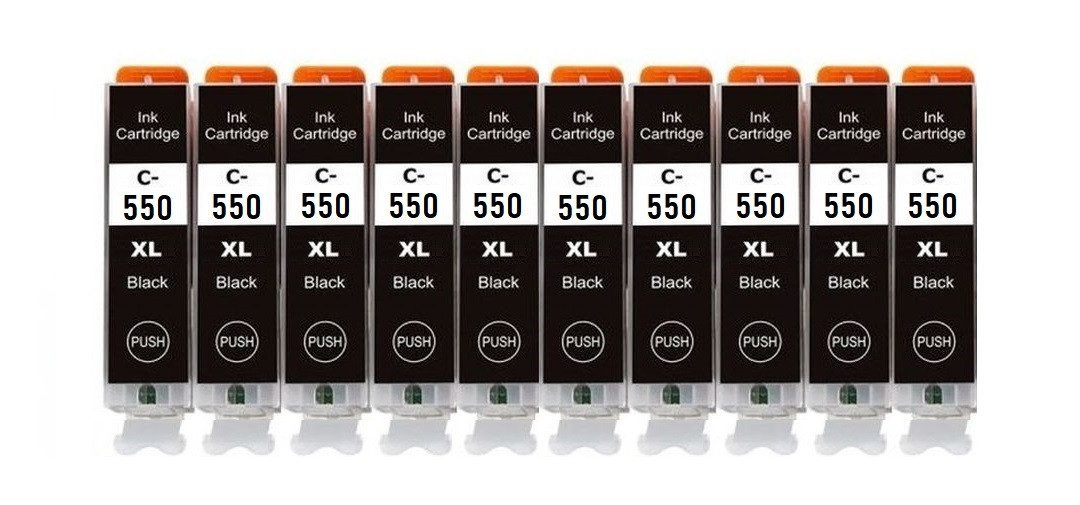 inkpro 10 Druckerpatronen kompatibel mit Canon PGI-550 XL schwarz, Tintenpatrone (für Canon Pixma IP7240, IP7250, IP5720, IP8750, IX6820, IX6850, MG5450, MG5550, MG5650, MG5655, MG6350, MG6420, MG6450, MG6650, MG7120, MG7150, MG7550, MX725, MX922, MX925, 10-tlg., XL Füllmenge: je 25 ml)