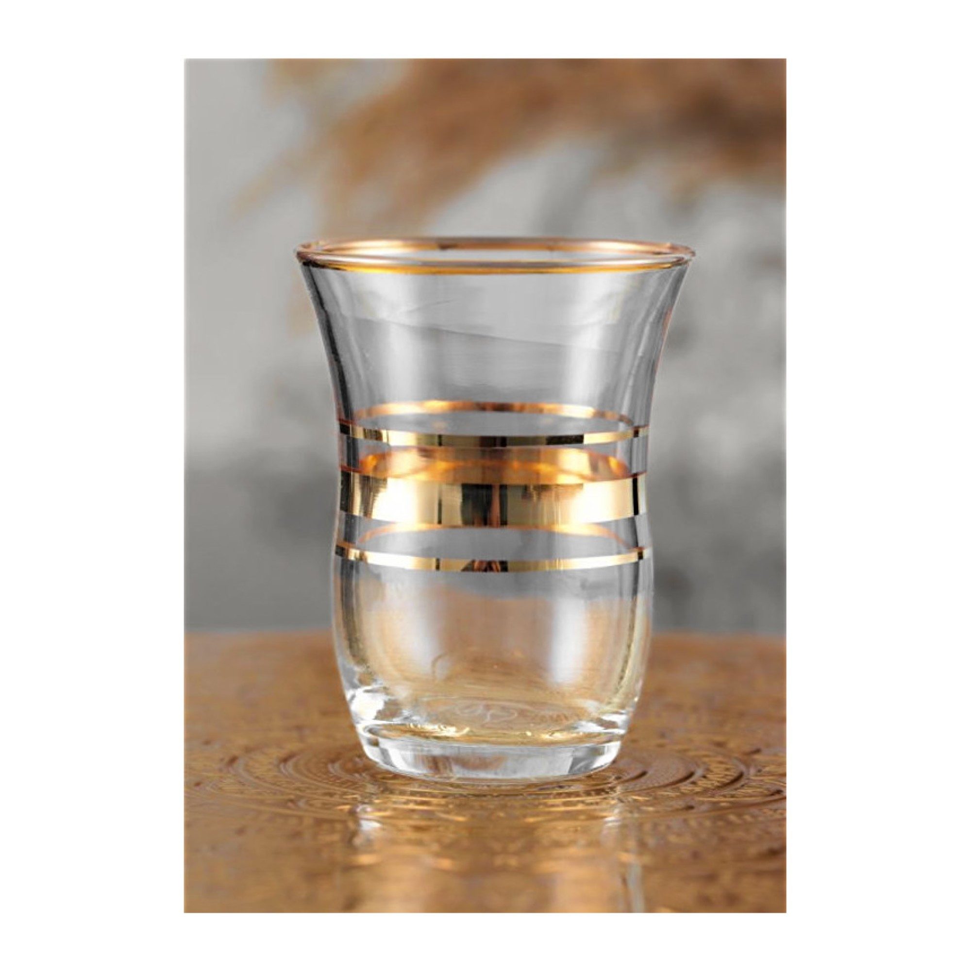 Pasabahce Teeglas 6er Set mit edlem Gold-Design - 95 ml, 6-tlg.