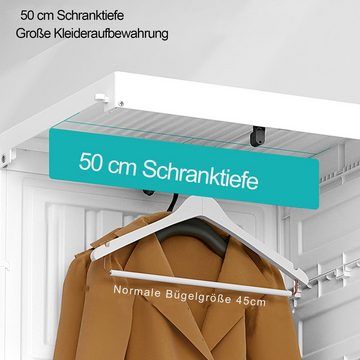 SEEZSSA Garderobenschrank Kleiderschrank mit Transparenten Türen 10 Fächer 6 Türen Aufhängung, Kleiderschrank für das Schlafzimmer Wohnzimmer Diele 170x69x50cm