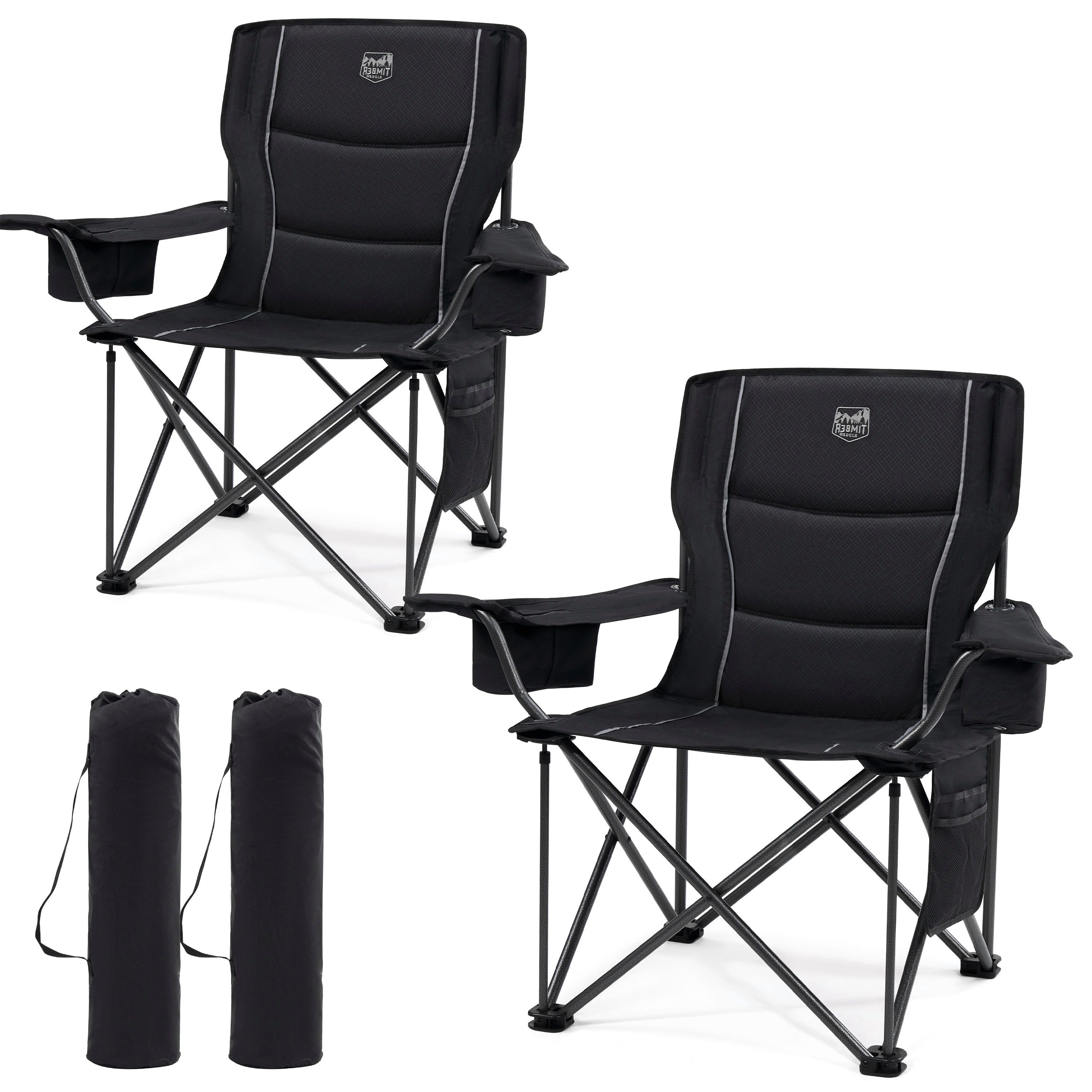TIMBER RIDGE Campingstuhl Faltbarer Stuhl, 200KG Belastbar,TIMBER RIDGE Übergroßer Bequem (2 St), aus 600D Polyester, mit höhenverstellbaren Armlehnen