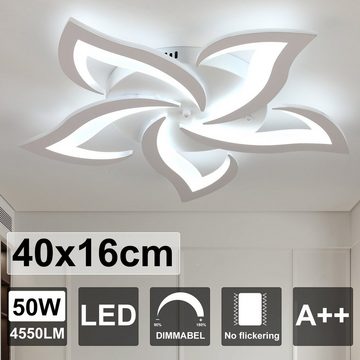 LETGOSPT Deckenleuchte 50W LED-Deckenleuchte, dimmbar, Wohnzimmerlampe mit Fernbedienung, LED fest integriert, Kaltweiß, Naturweiß, Warmweiß, 5 зірок Blumen-Kronleuchter-Lampe, moderne Schlafzimmer-Deckenlampe