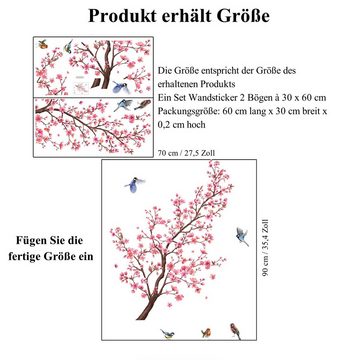 Caterize Wandsticker Wandtattoo Blumen Baum Wandaufkleber Wandsticker Wohnzimmer Wanddeko