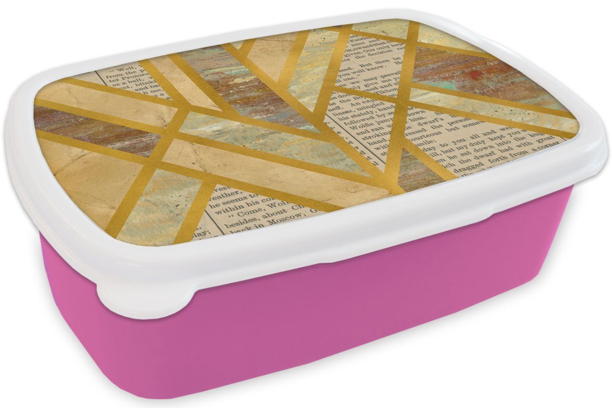 Snackbox, (2-tlg), MuchoWow rosa Erwachsene, - Design, Mädchen, Brotbox Marmor Kunststoff für Lunchbox Kunststoff, - Kinder, Brotdose Vintage
