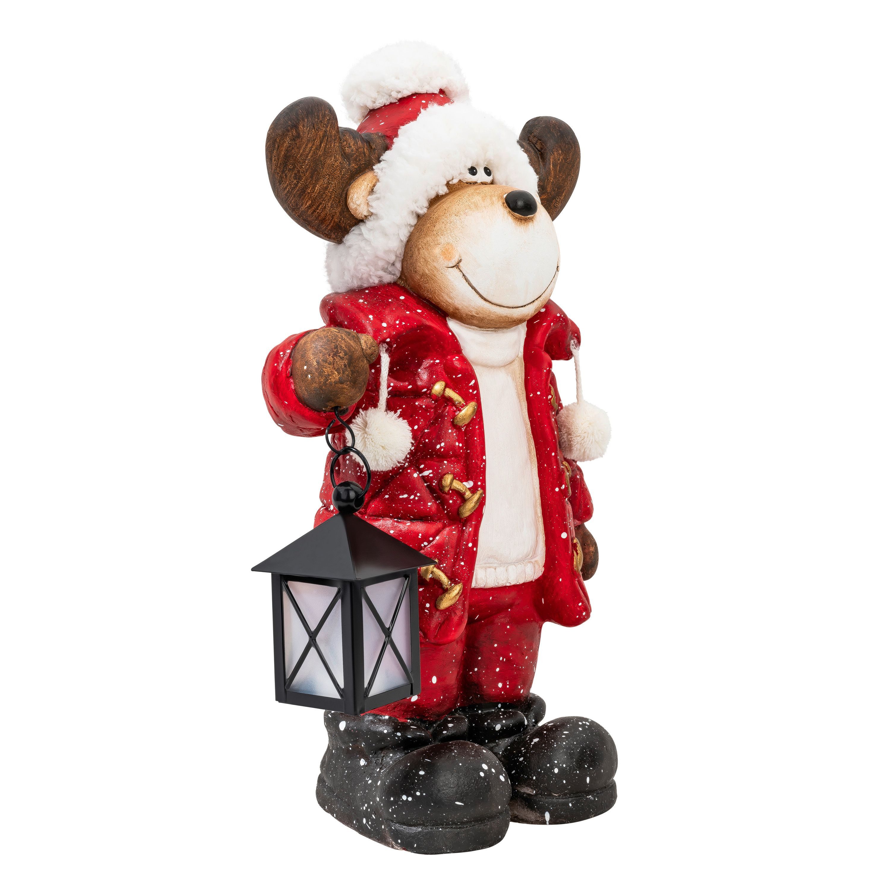 Kamelio Weihnachtsfigur Elch 40cm Weihnachtsdeko Figuren mit Laterne Weihnachtsfiguren