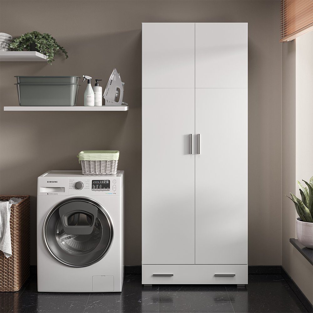 Vicco Aktenschrank Ingo, Weiß, 80 x 204 cm mit Schublade (1-St)