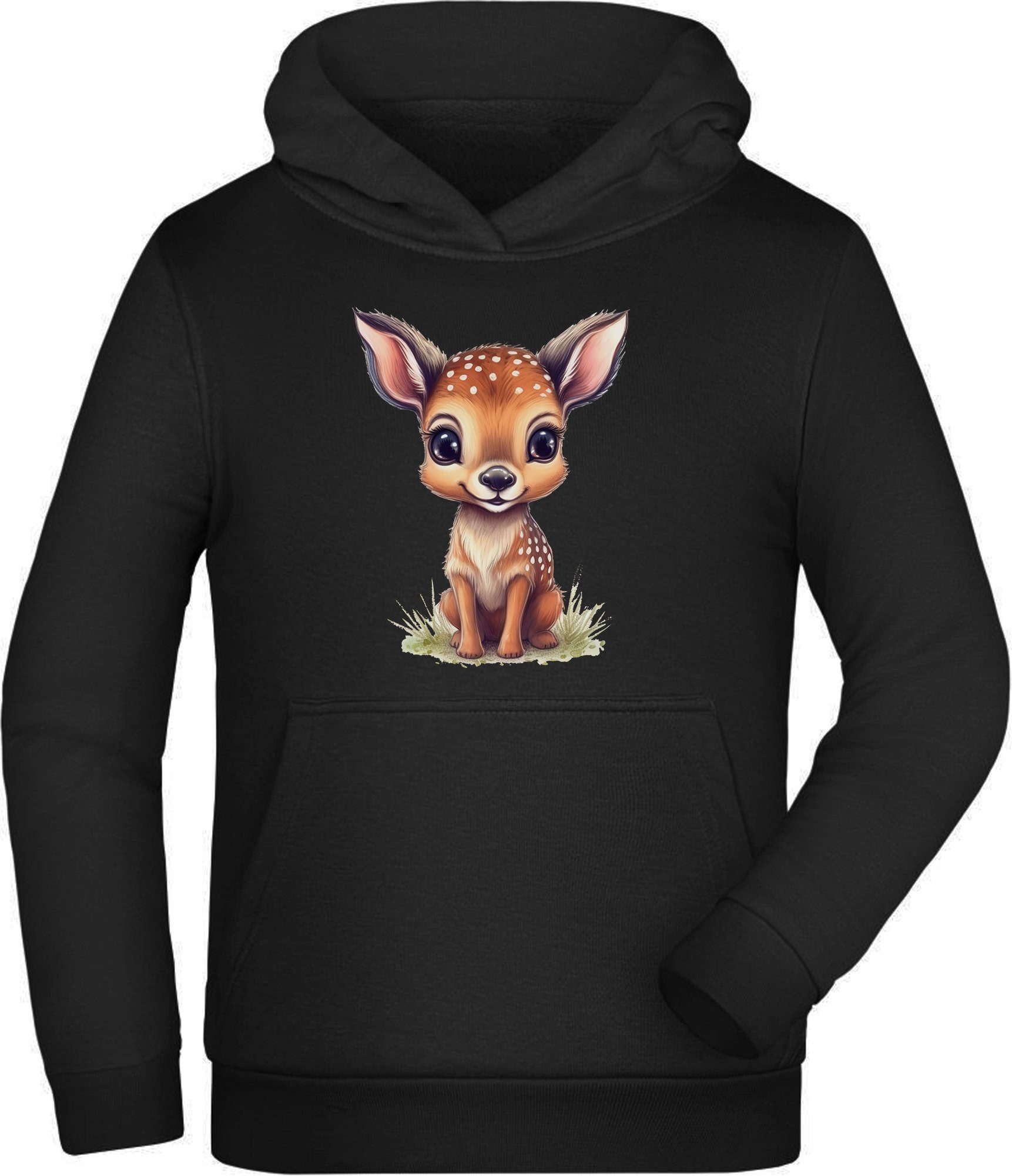 MyDesign24 Hoodie Kinder Kapuzen Sweatshirt - Baby Reh Kinder Wildtier Hoodie Kapuzensweater mit Aufdruck i269