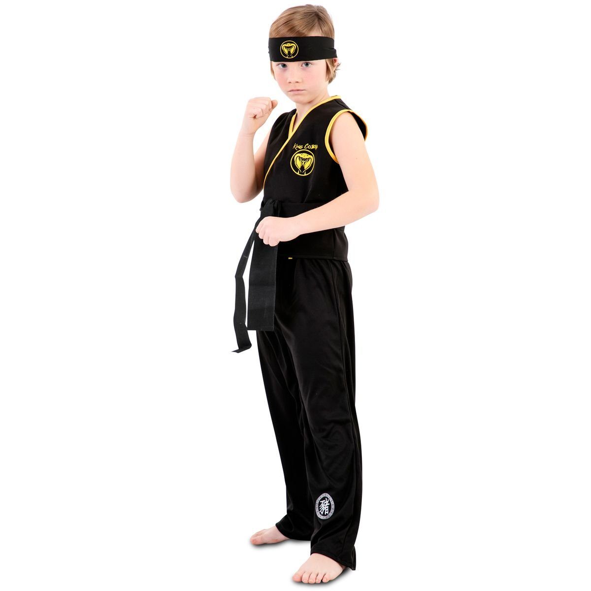 Fyasa Kostüm Karate Kostüm Schlangen König mit schwarzem Gürtel für Kinder