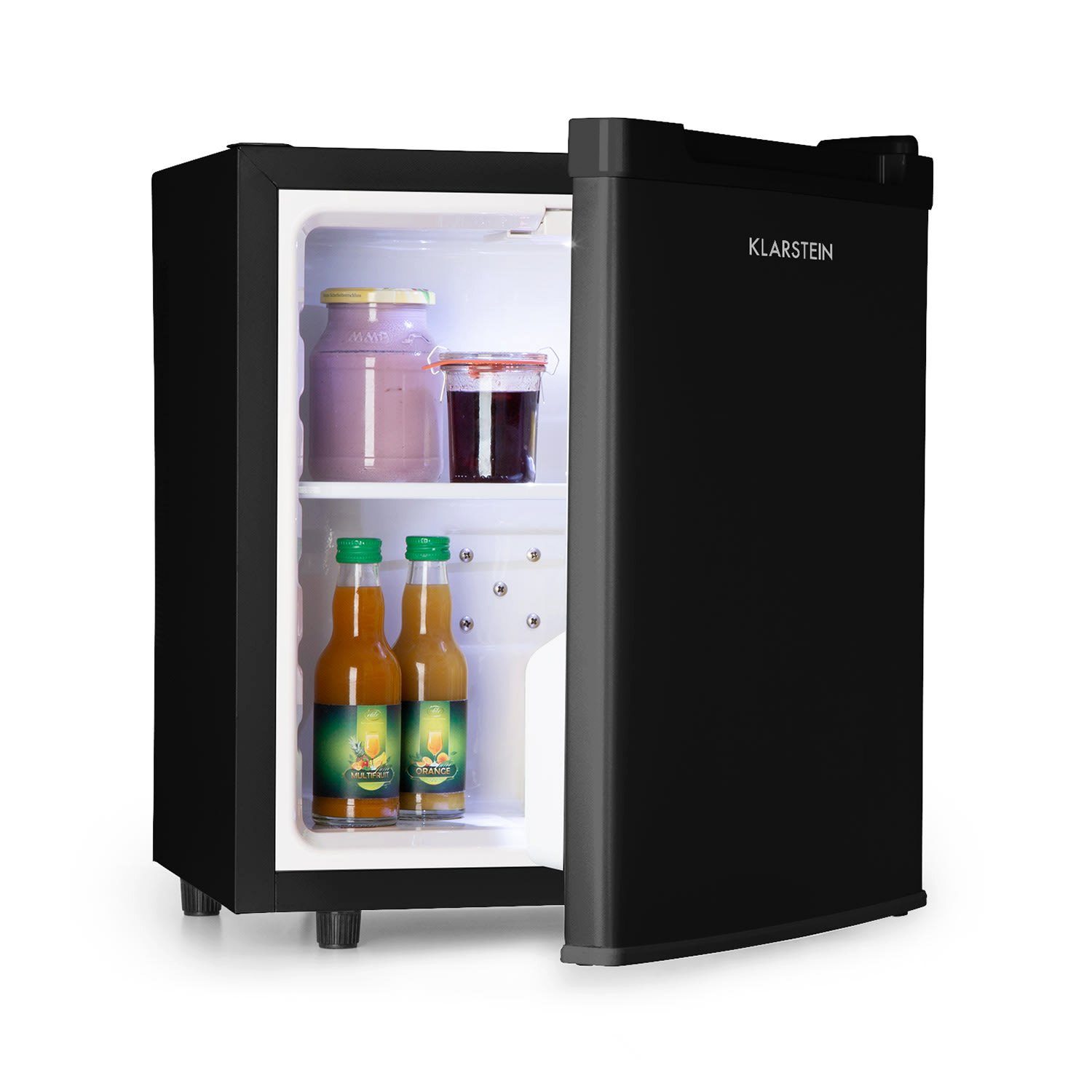 Klarstein Table Top Kühlschrank HEA6-SilentCool-BL 10033055A, 47.5 cm hoch, 42 cm breit, Hausbar Minikühlschrank ohne Gefrierfach klein Kühlschrank Getränke Schwarz