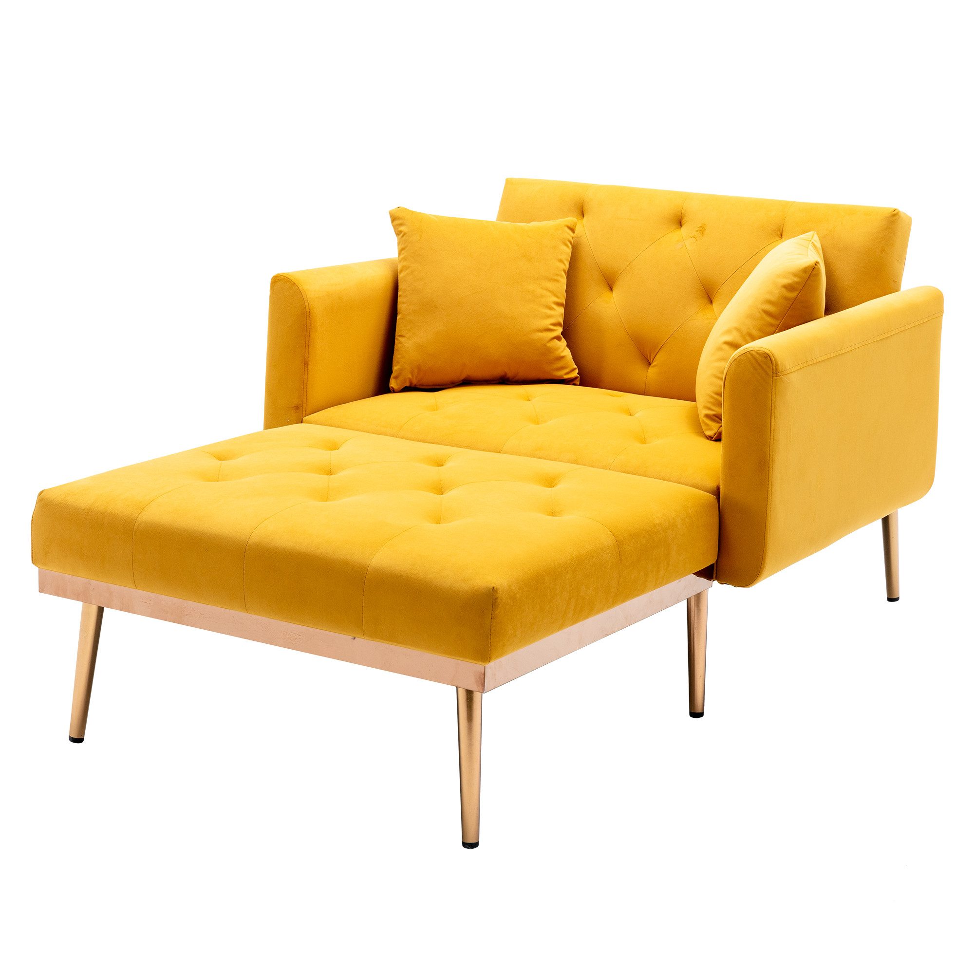 BlingBin Relaxsessel Schlafsessel verstellbare Rückenlehne Sofa Liegestuhl Klappsofa Stuhl (Sessel 165x90x77cm, 1-St., bestehend aus Кресла und Hocker), Mit zwei Kopfkissen, für Wohnzimmer Schlafzimmer Studie Zimmer Кресла