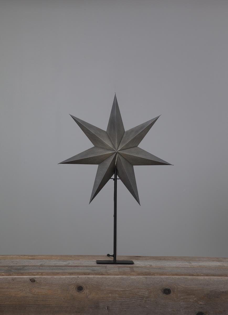STAR TRADING LED Stern Papierstern Weihnachtsstern stehend 7-zackig 75cm E14 inkl. Kabel grau