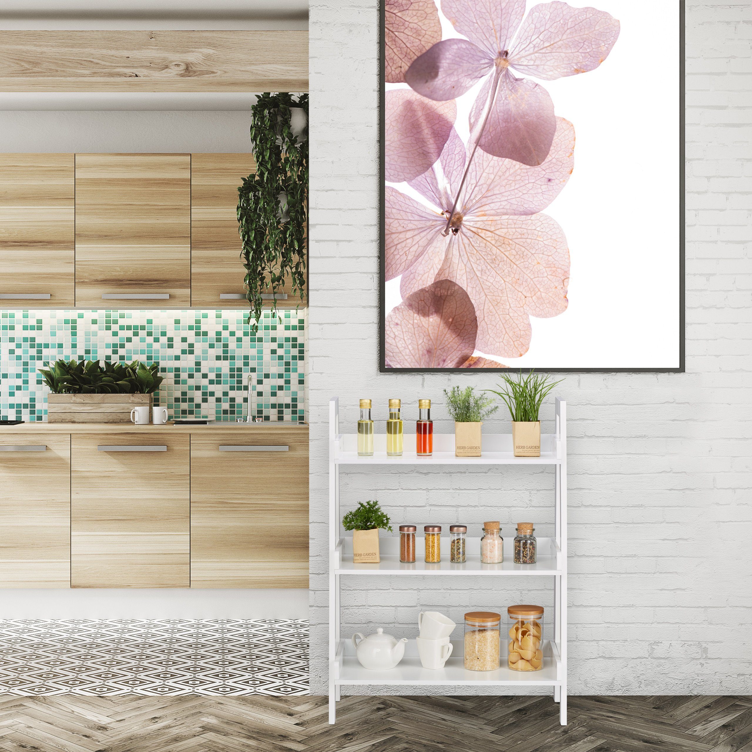 relaxdays Standregal weiß 3 Ebene