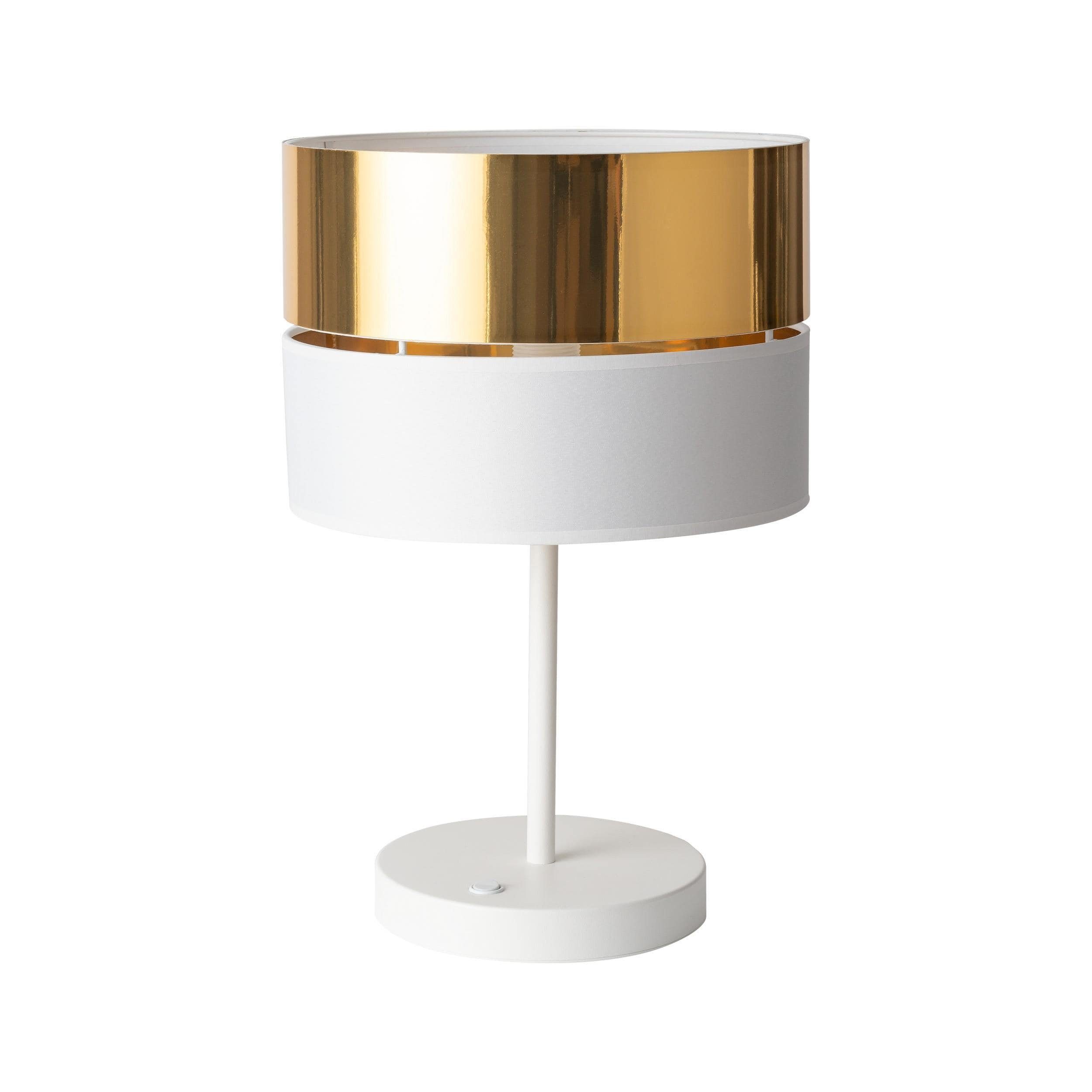 Signature Home Collection Nachttischlampe Tischlampe gold Metall mit Lampenschirm für Nachttisch, ohne Leuchtmittel, warmweiß weiß - gold | Tischlampen