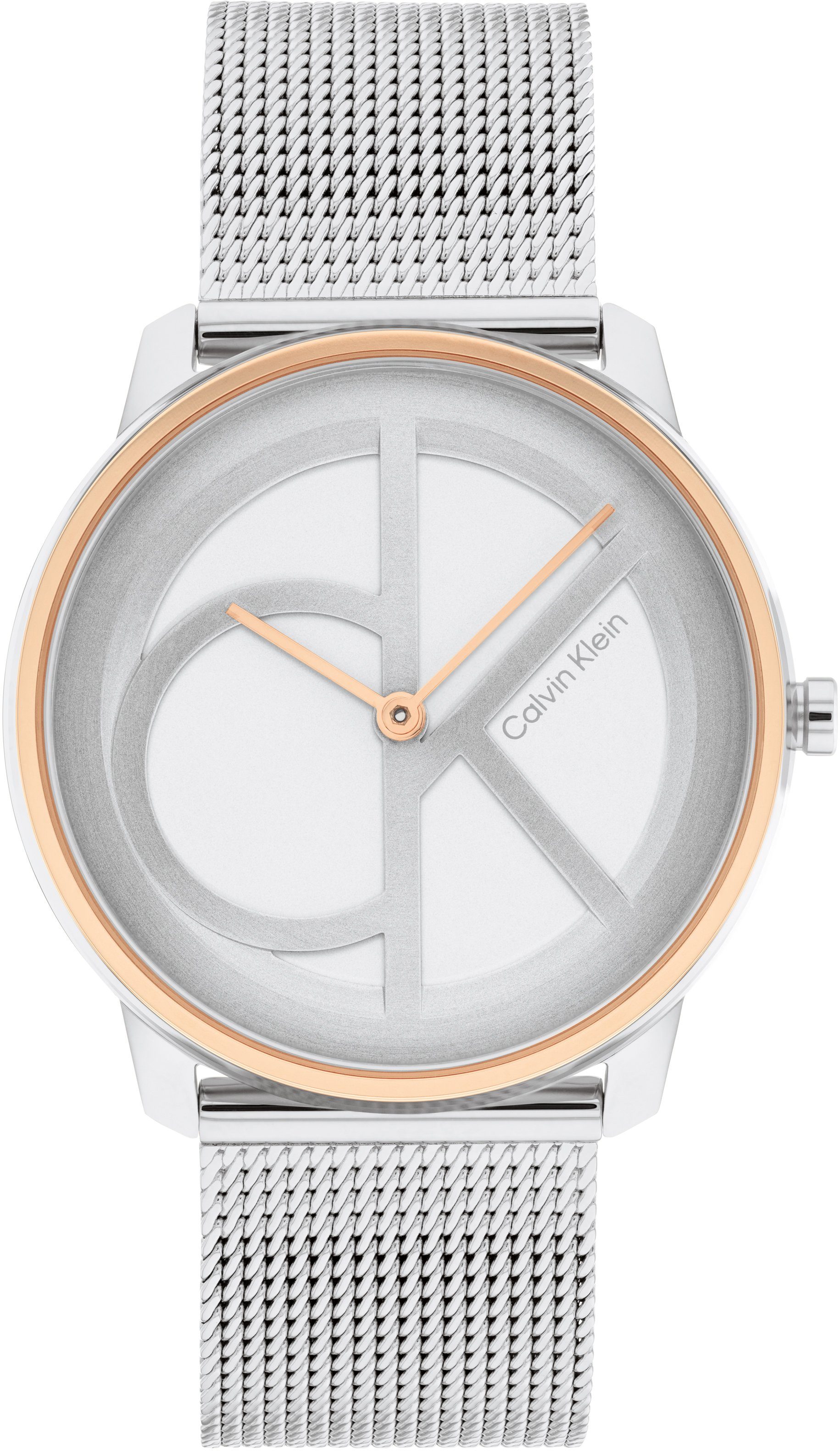 Calvin Klein Quarzuhr CK ICONIC 35 mm 25200033, Armbanduhr, Damenuhr, Mineralglas, Edelstahlarmband