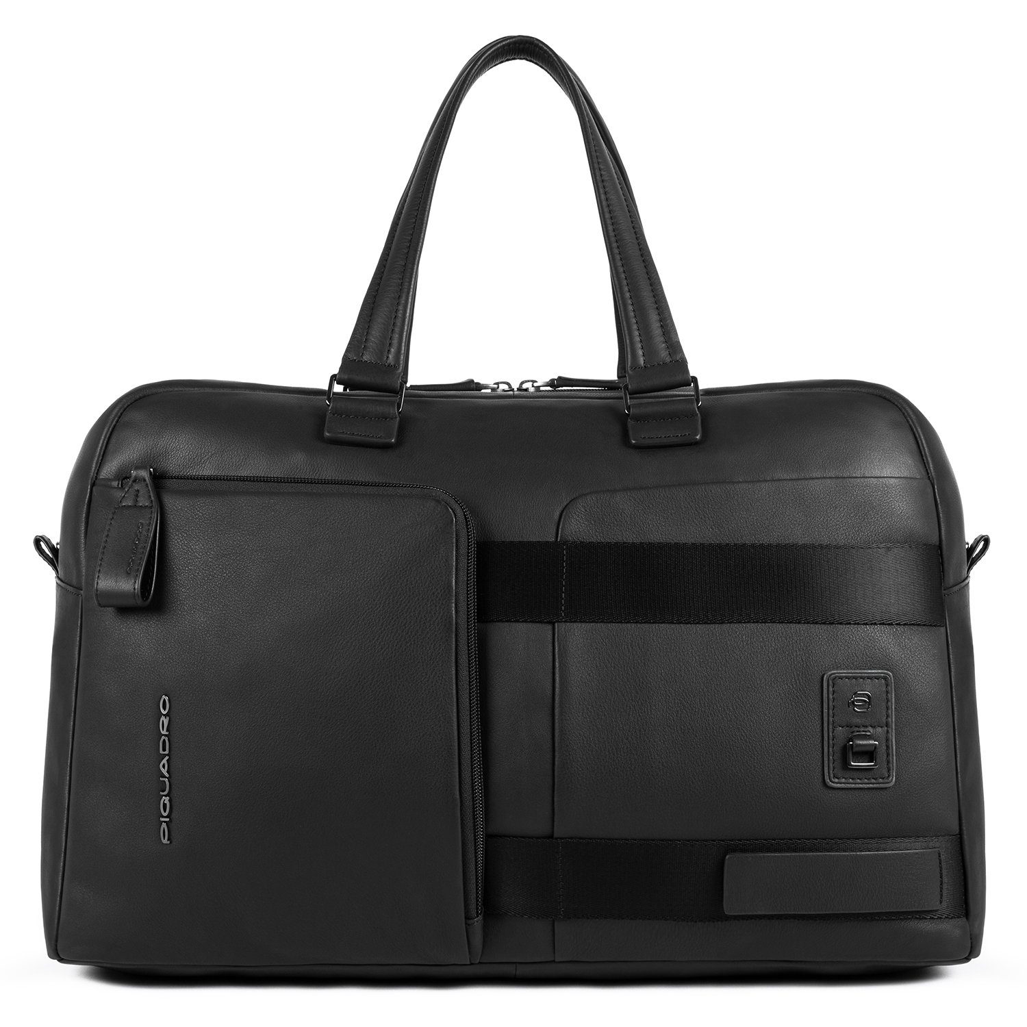 Piquadro Modus Beauty Leder Kosmetiktasche - 2 Fächer, Schwarz, Italienisches Leder Für Make-up & Reise
