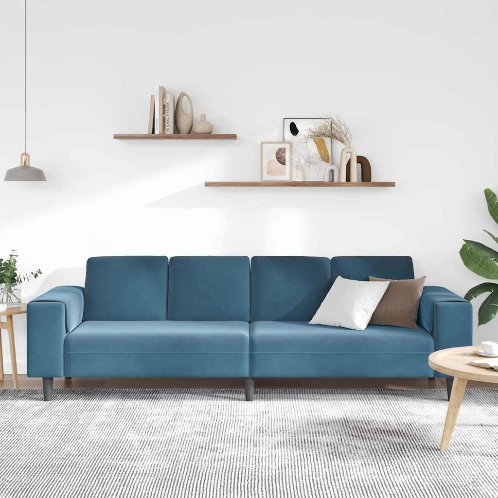 vidaXL Sofa Sofa Set Blau Samt, günstig online kaufen