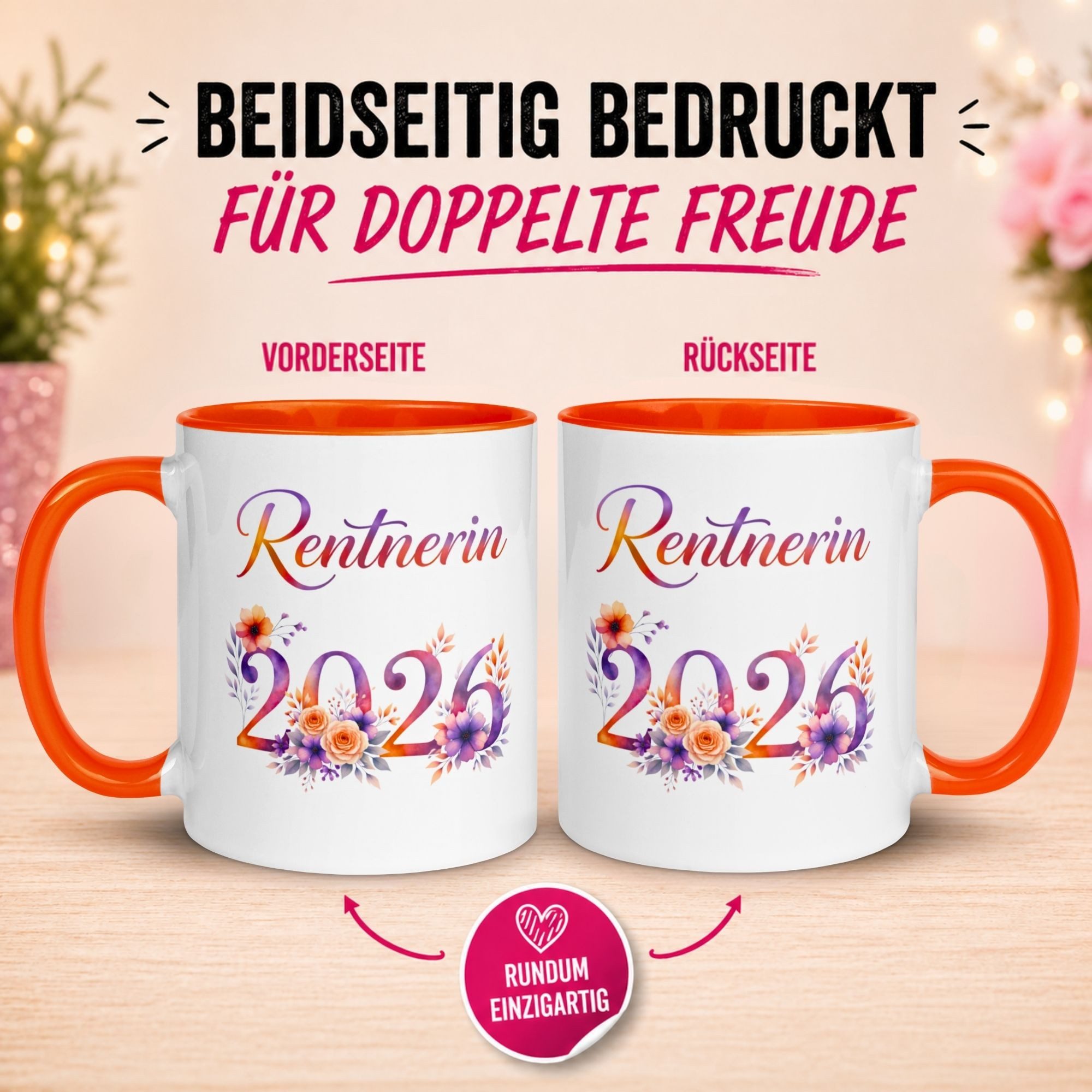 Momentals Tasse Rentnerin – „Rentnerin 2026“ – Geschenk Ruhestand Frau, Gratis Versand · Links-&Rechtshänder · Spülmaschinenfest