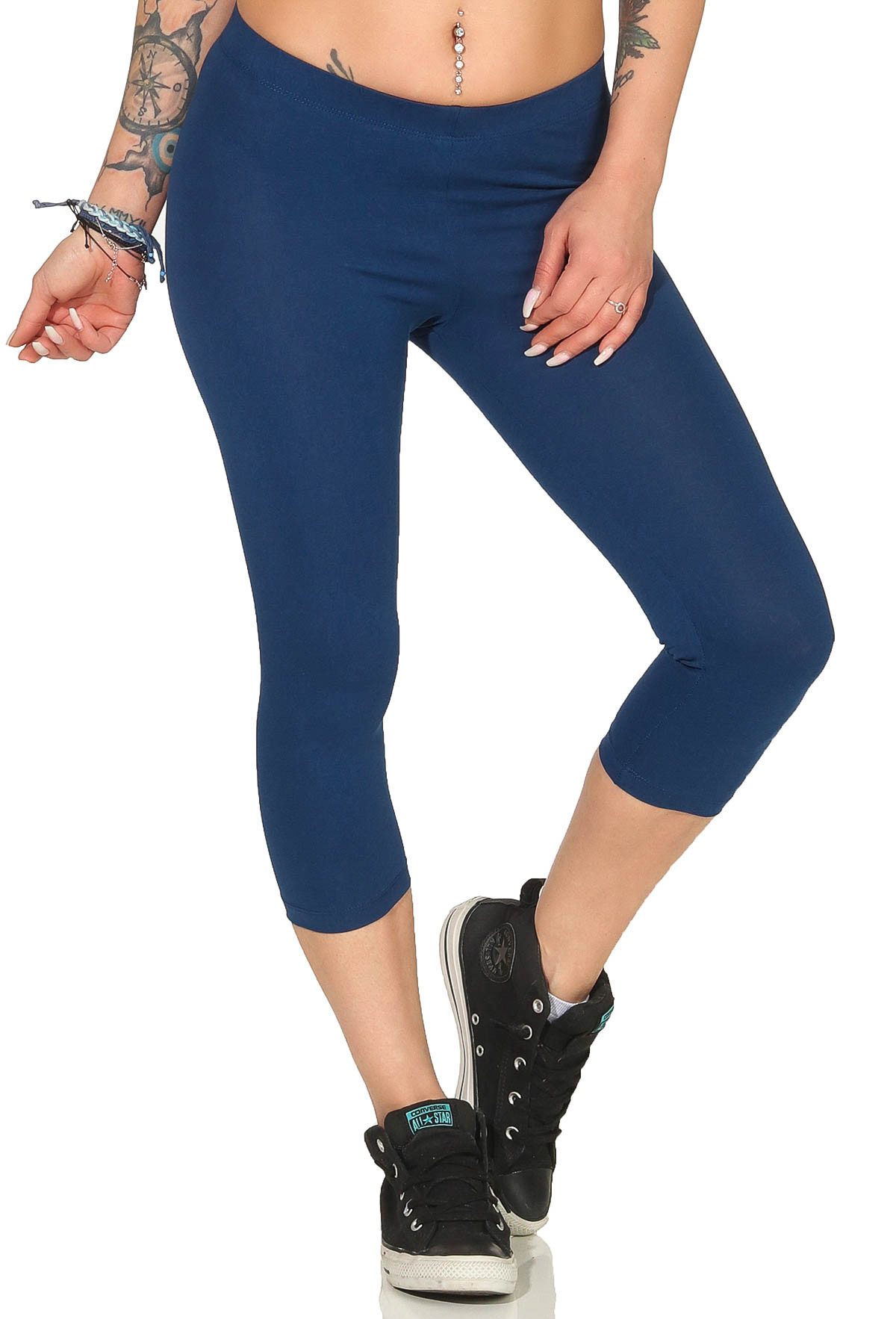3/4-Leggings Damen 3/4 Capri Leggings Jogginghose
