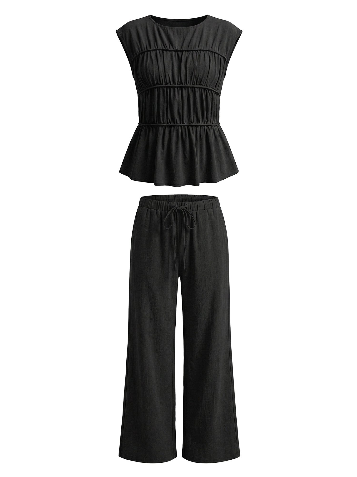 Imily Bela Hausanzug Damen 2-teilige Sets (Set, 2 tlg., Babydoll-Tanktop + Hose mit elastischem Bund) aus Baumwolle