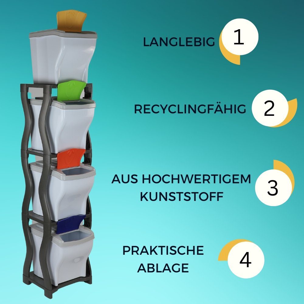 GarPet Müllsackständer Regal für Mülleimer Kunststoff Keller 4 Set Regal Haushaltsregal 3 und