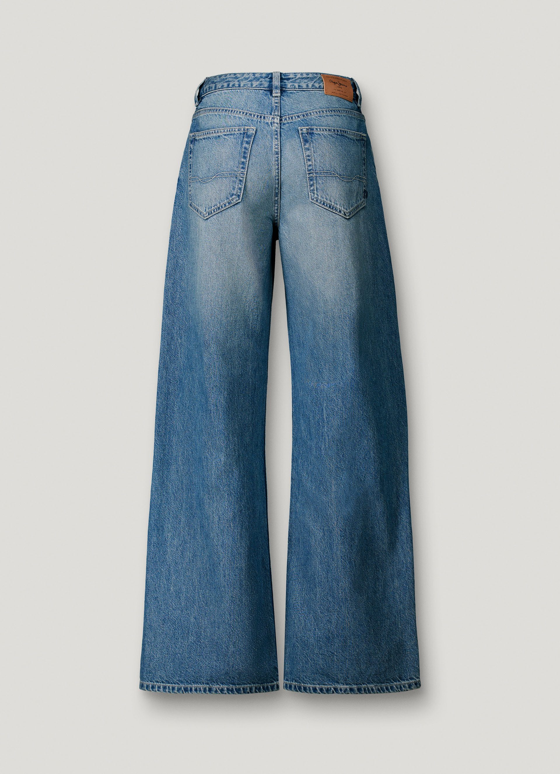 Pepe Jeans Weite Jeans LINA MW WIDE LEG VERDE BLU aus Baumwoll-Denim, mittlere Leibhöhe