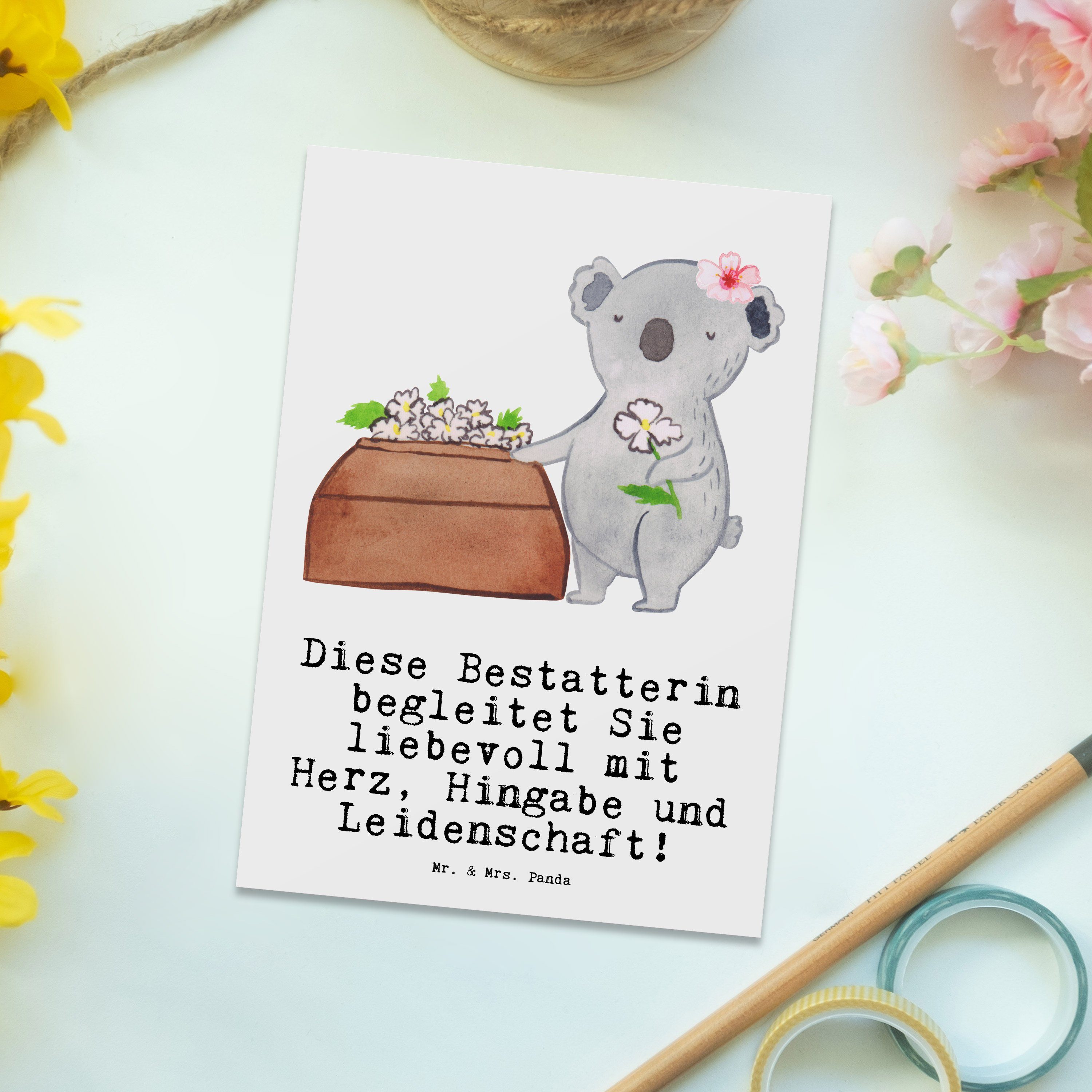 Geburtstagskarte, Bestatterin Mr. & mit Herz Panda Postkarte An - Kollege, Weiß - Mrs. Geschenk,