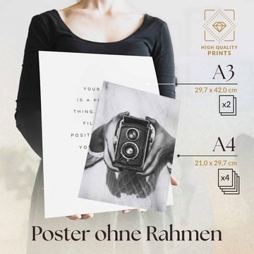 Heimlich Poster »Set als Wohnzimmer Deko, Bilder DINA3 & DINA4, Rosen Abstrakt Modern«, Abstrakt