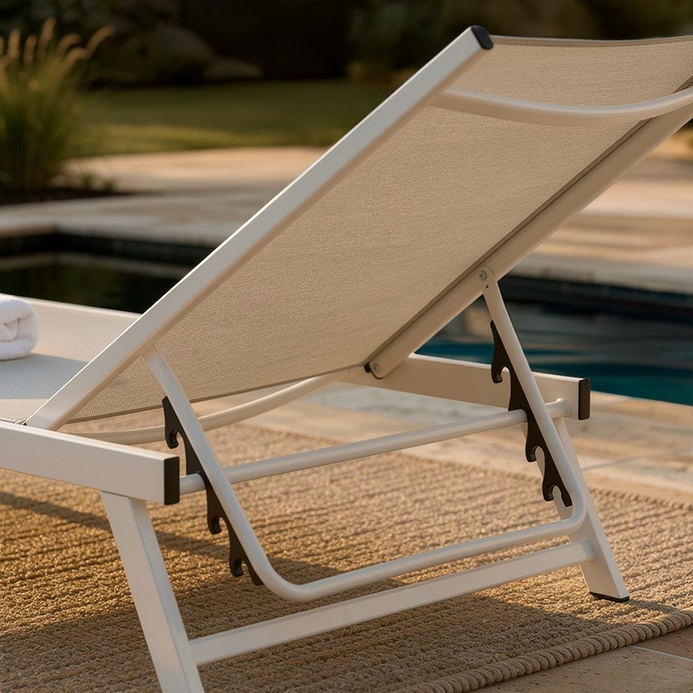 HOME DELUXE Gartenliege NAILEA - 192 x 60 x 32–96 cm, verstellbare Rückenlehne, Liegestuhl, Aluminium-Liege