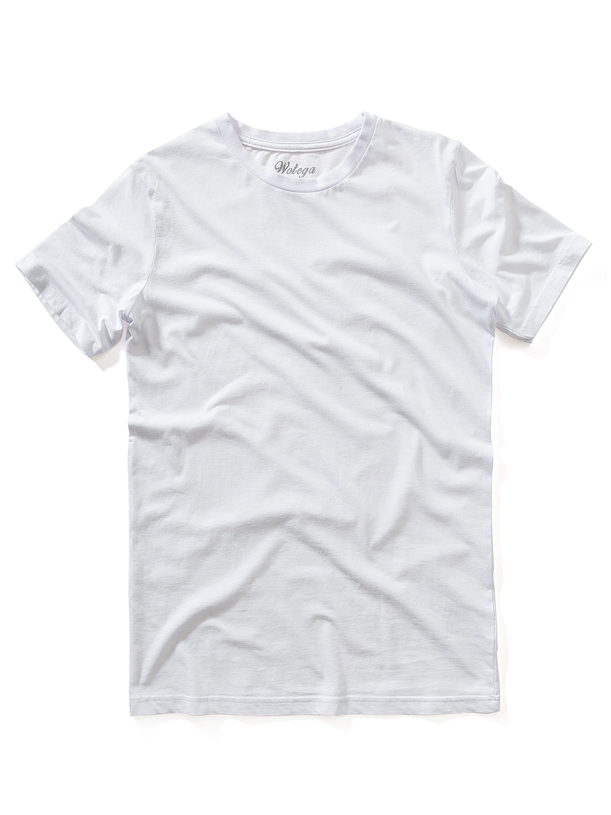 Neck Weiß (Set) 114001) Rundhalsshirt modernes Basic T-Shirt Alton WOTEGA Crew white Tee (brilliant