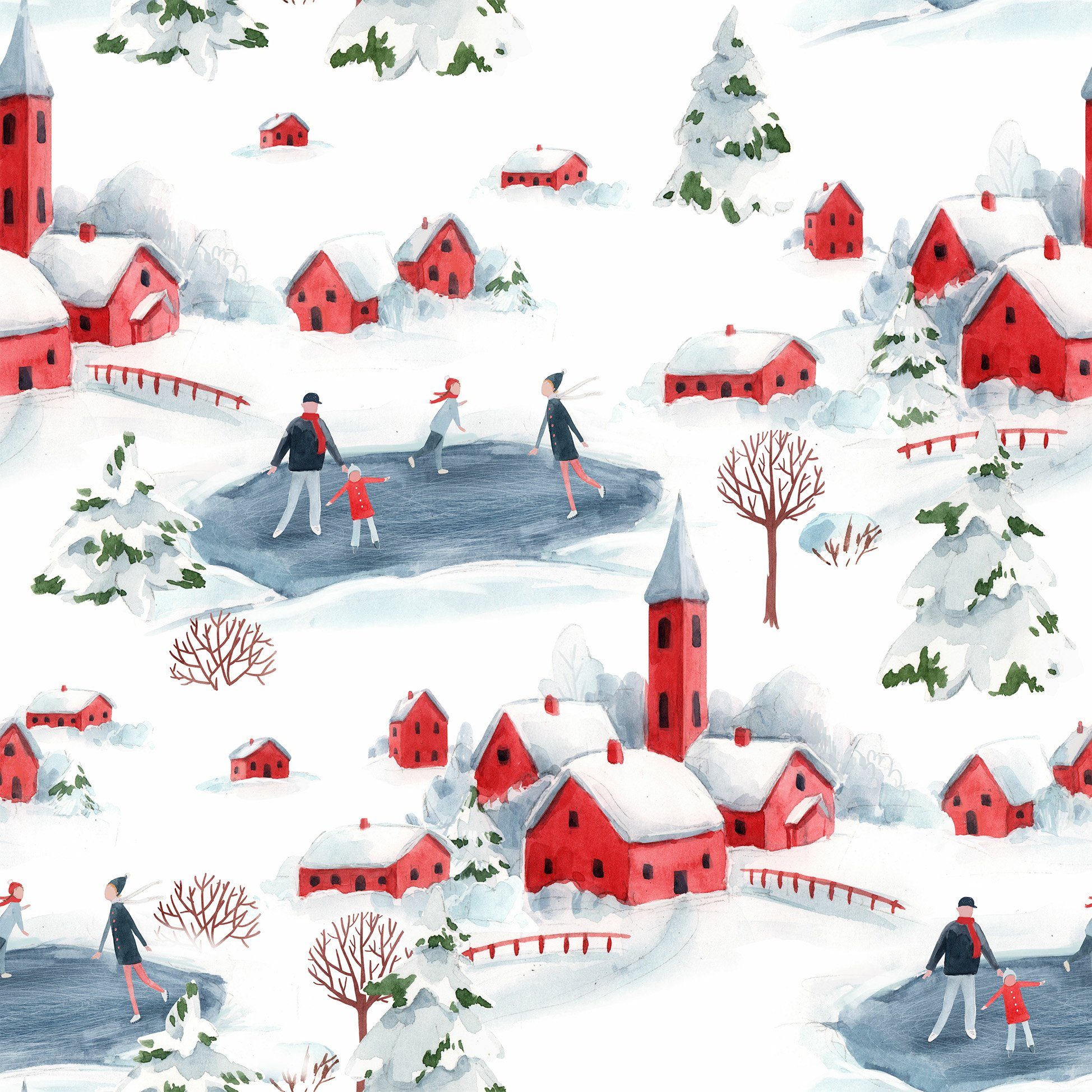 Fasana Papierserviette 20 Servietten Winter Wonderland 33x33cm, (20 St)