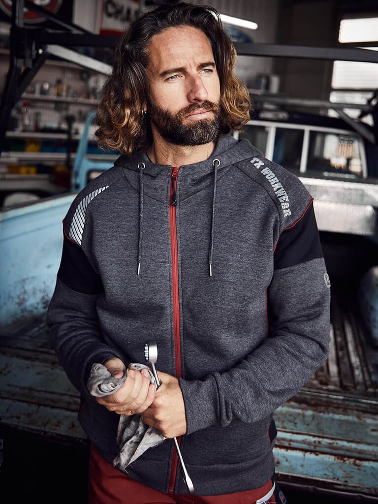 Terrax Workwear Kapuzensweatjacke Herren Sweatjacke mit Kapuze und reflekti günstig online kaufen