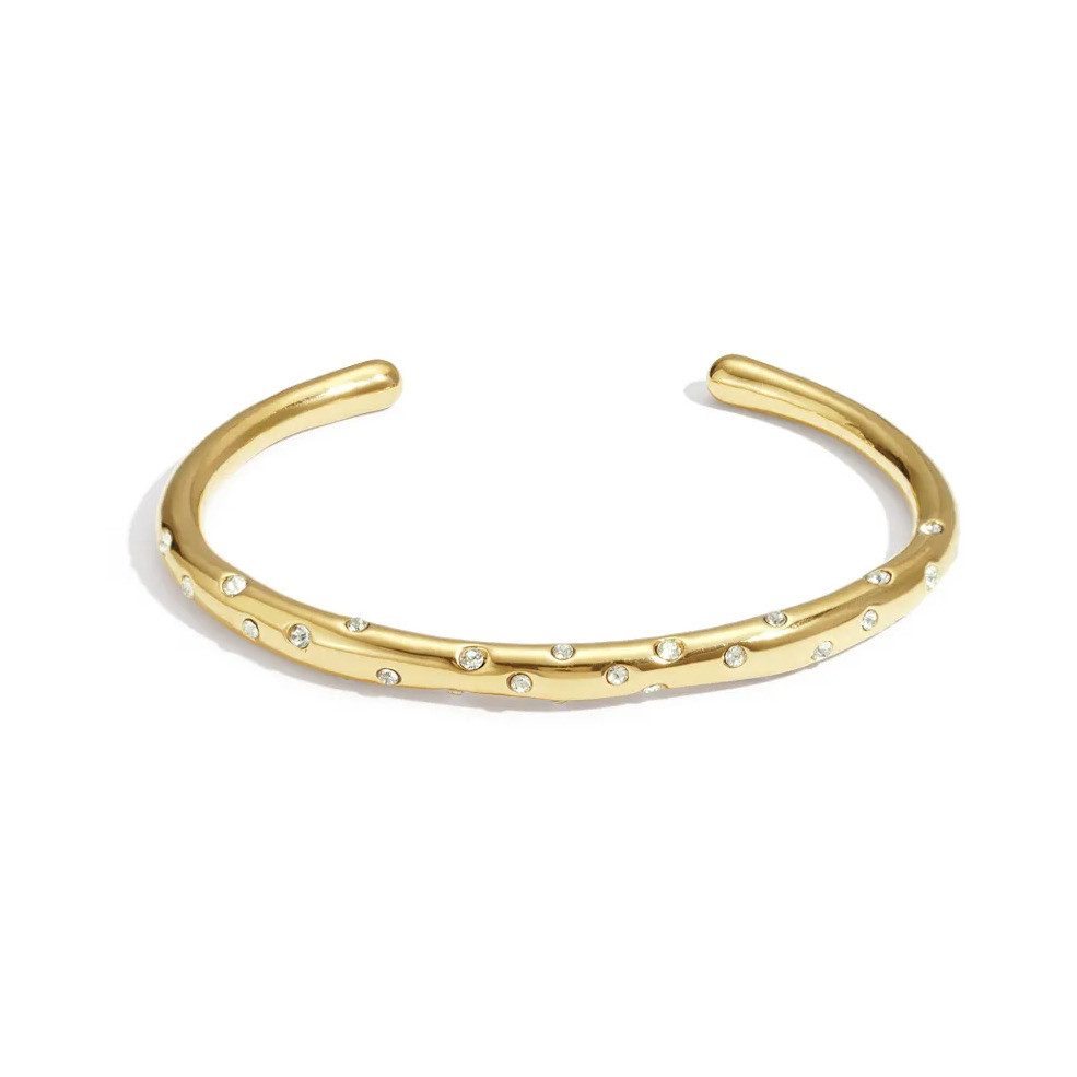 Adelia´s Armspange Armband Armspange aus Edelstahl mit Strasssteinen, goldfarben, Stylischer Modeschmuck mit rundum eingesetzten Strasssteinen