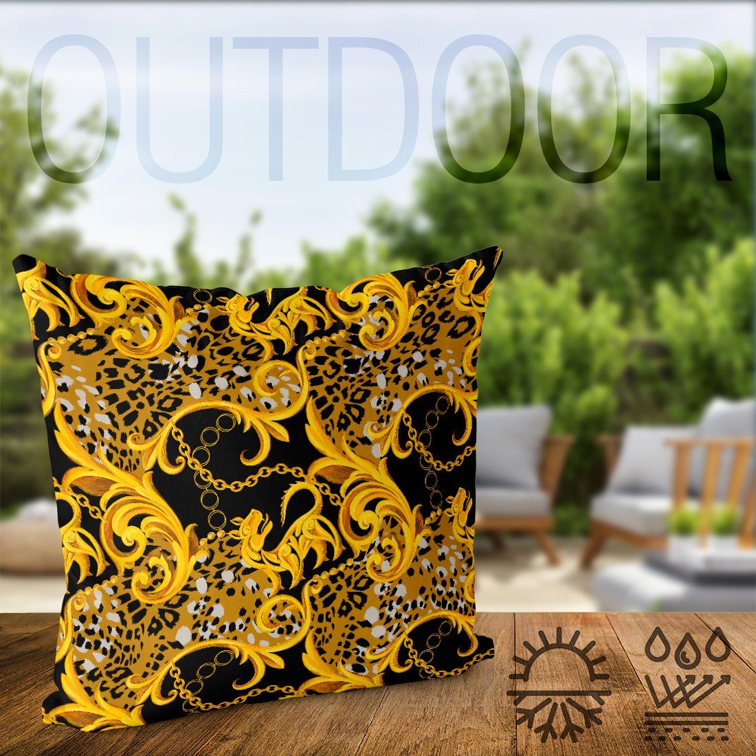 Stück), Prunk Kissenbezug, Schmuck Rokoko Afrika Barock Ornament (1 Sofa-Kissen Leopard Jaguar VOID Verzierung Antik Exotisch Luxus Löwe Tiger Dekoration