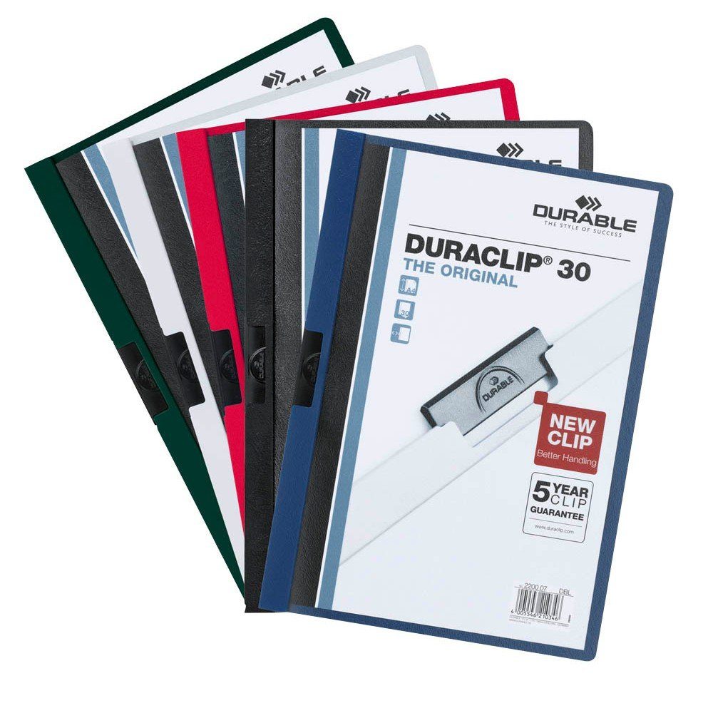 DURABLE Hefter DURABLE 2227 Klemmmappe DURACLIP® 30 farbsortiert - 5er Pack