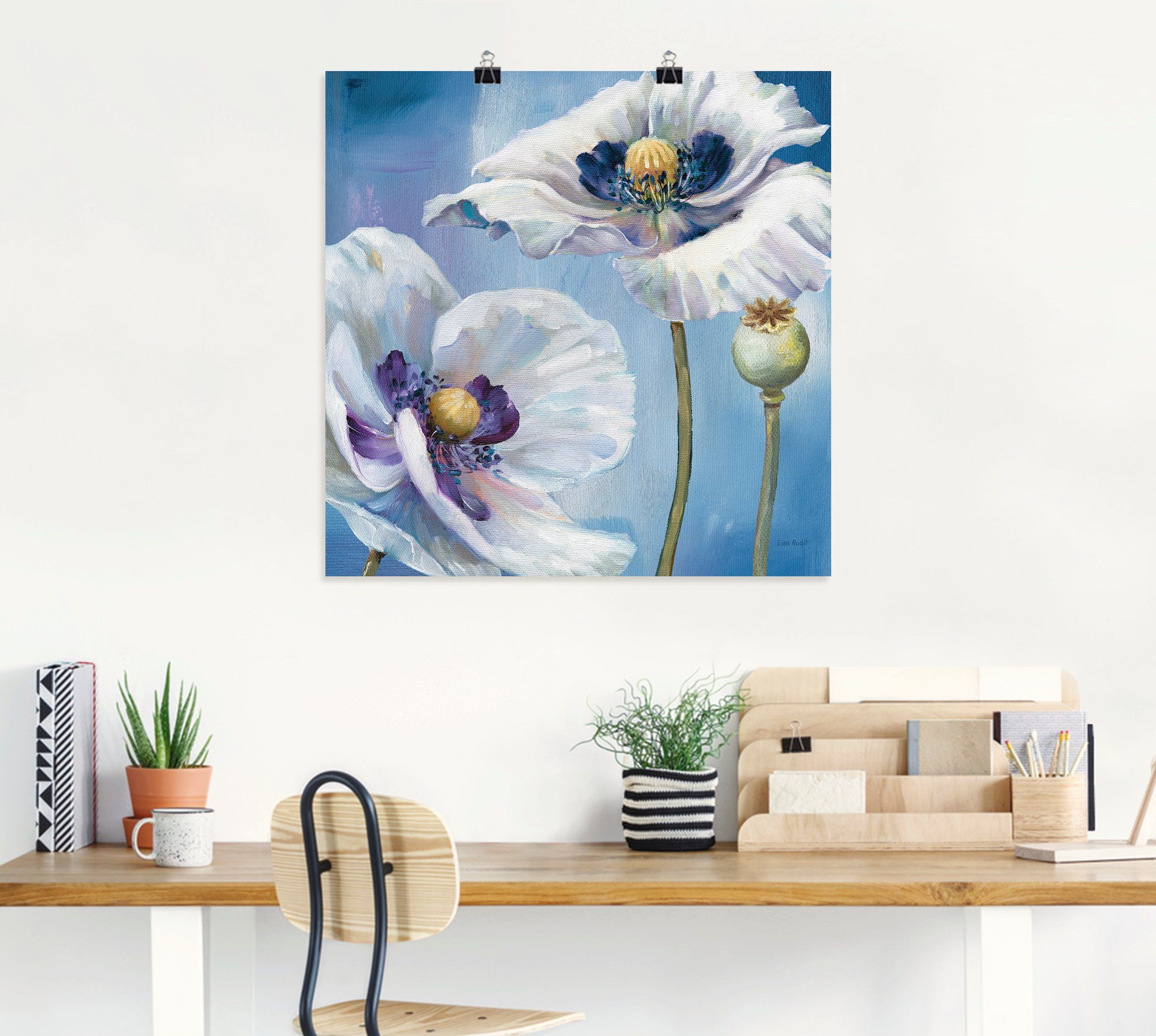 versch. Blauer Tanz Blumen Wandbild als Artland Leinwandbild, in Wandaufkleber Größen Poster (1 St), II, oder