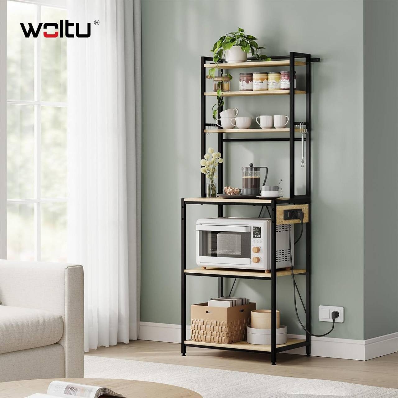 Woltu Küchenregal, 1-tlg., 6-stöckig, 6 Haken, günstig online kaufen
