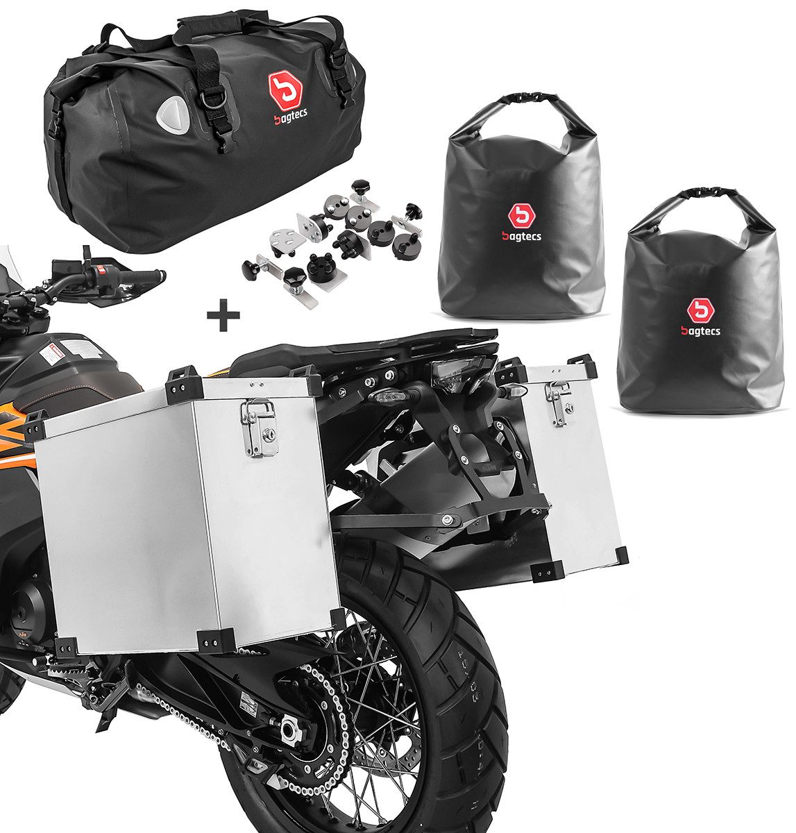 Bagtecs Kofferset Alukoffer M5 2x35l für Honda Transalp XL 650 V + Hecktasche + Innentas