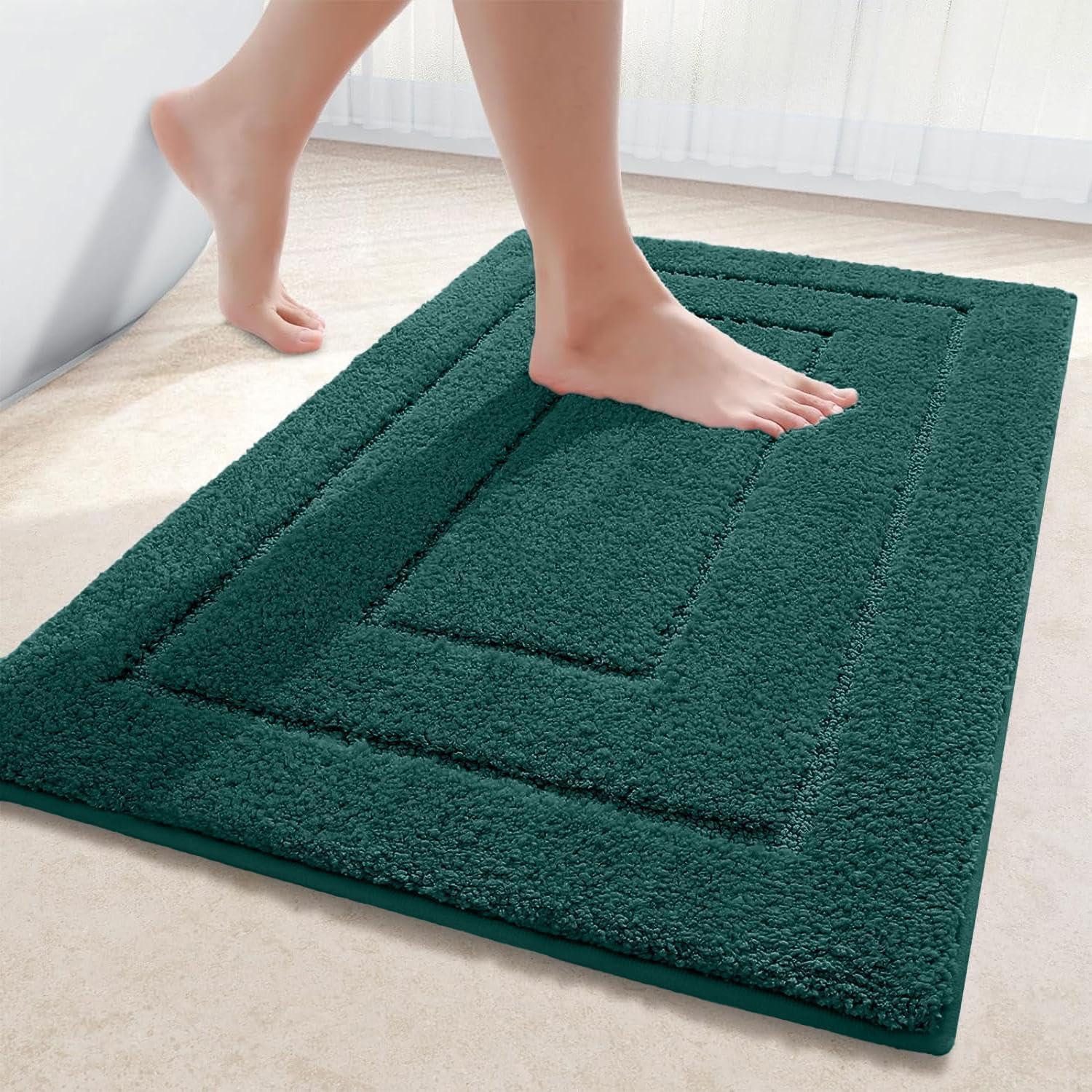 LuxusKollektion Badematte Badezimmerteppich Mikrofaser 50x76cm Dunkelgrün