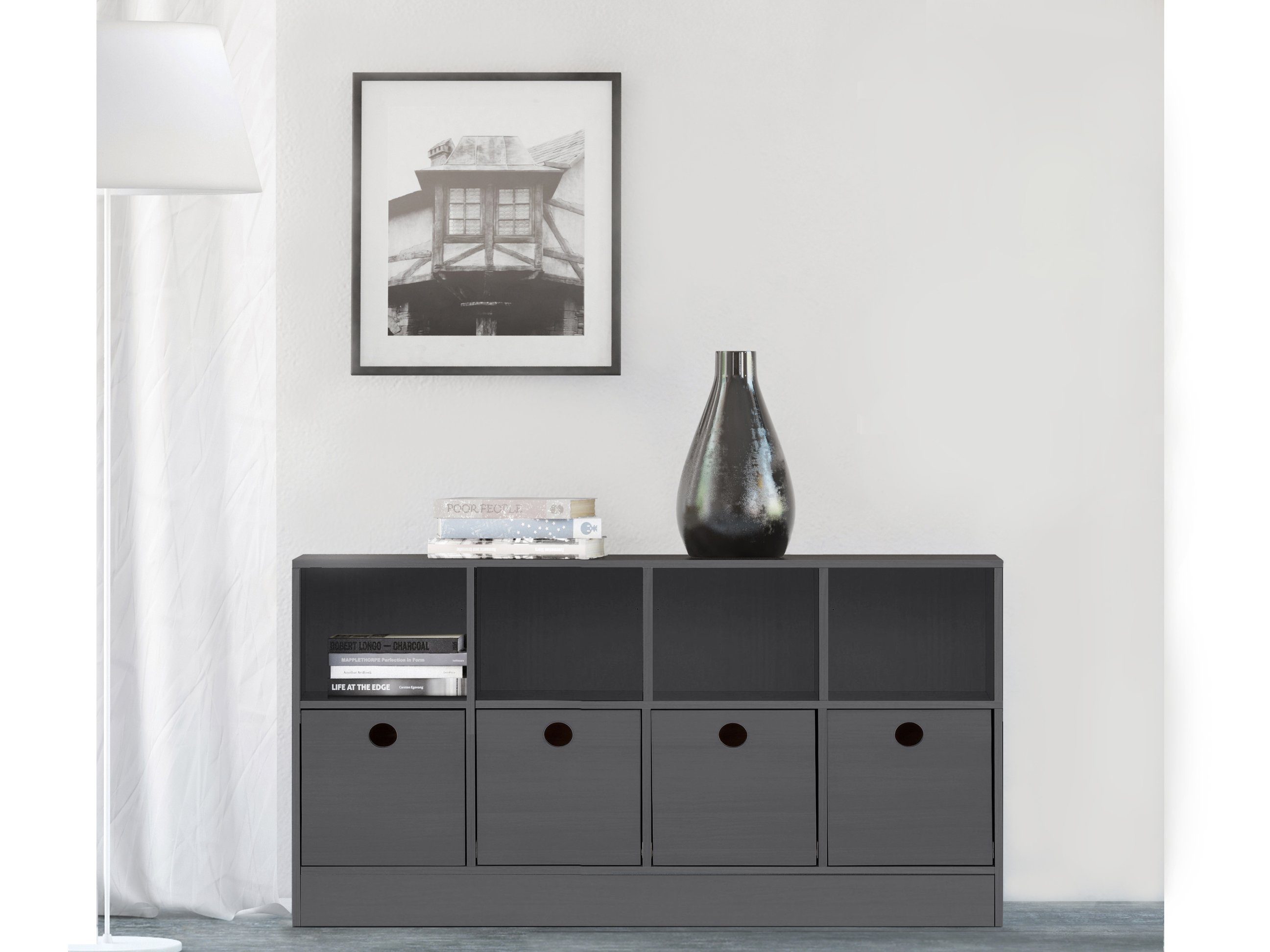 loft24 Sideboard Allie, Regal mit 4 Schubkästen, Anrichte, Kiefer, Breite 125 cm